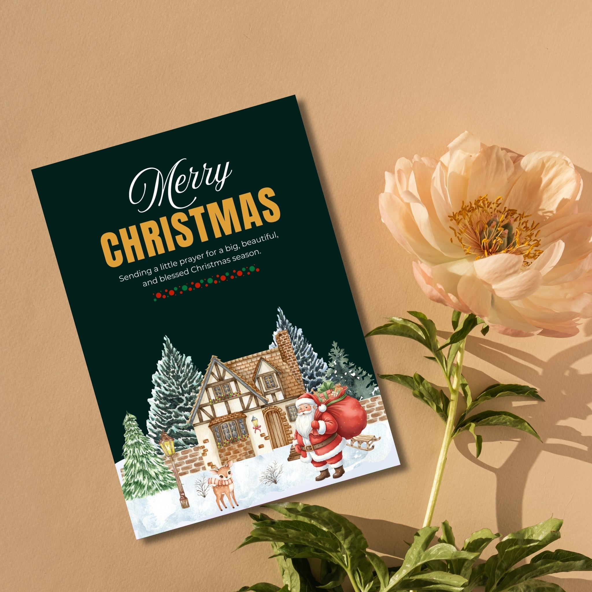 printable holiday greeting card festive design 5 by 7 inches