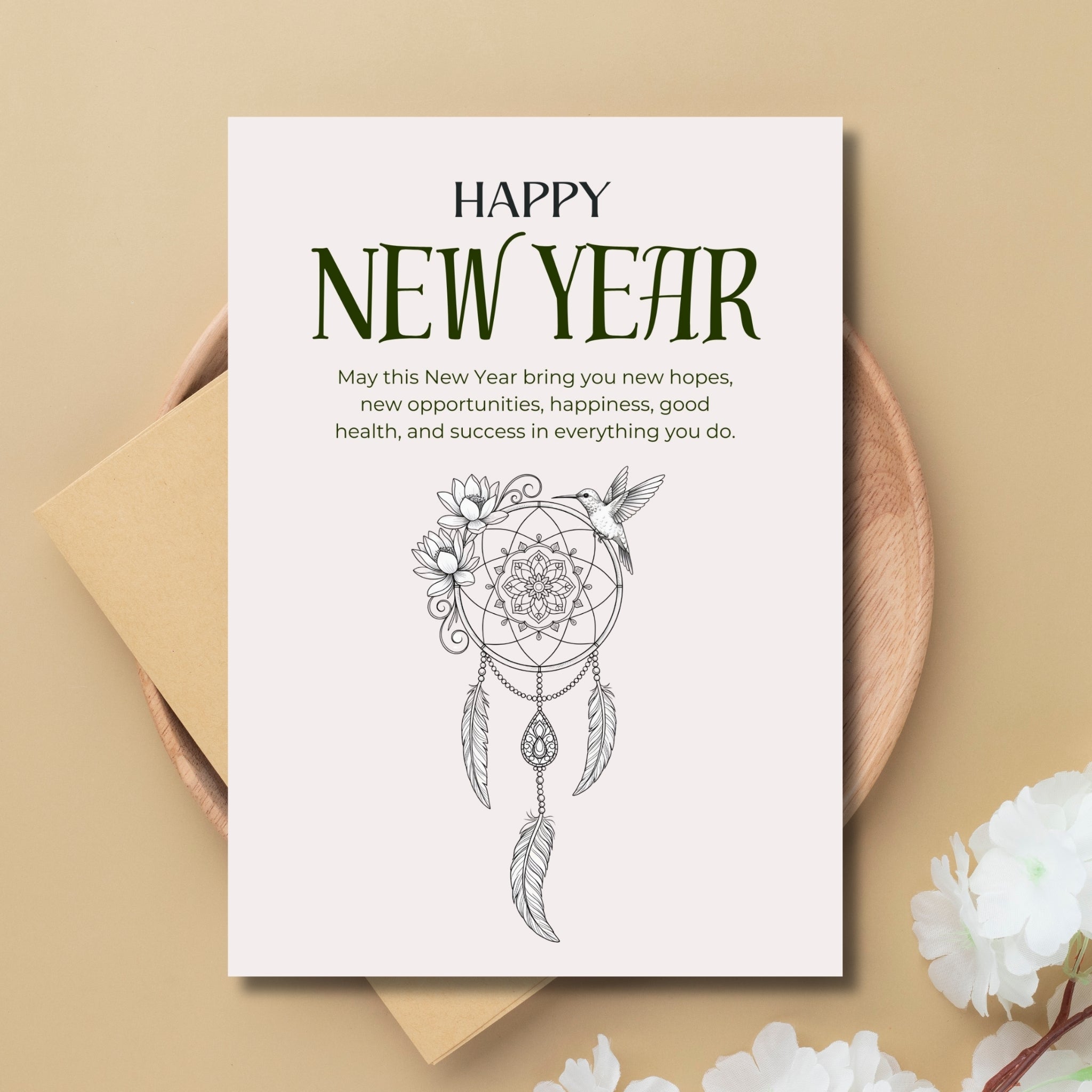 New Year 2026 Card Printable 5×7” – Instant PDF Download