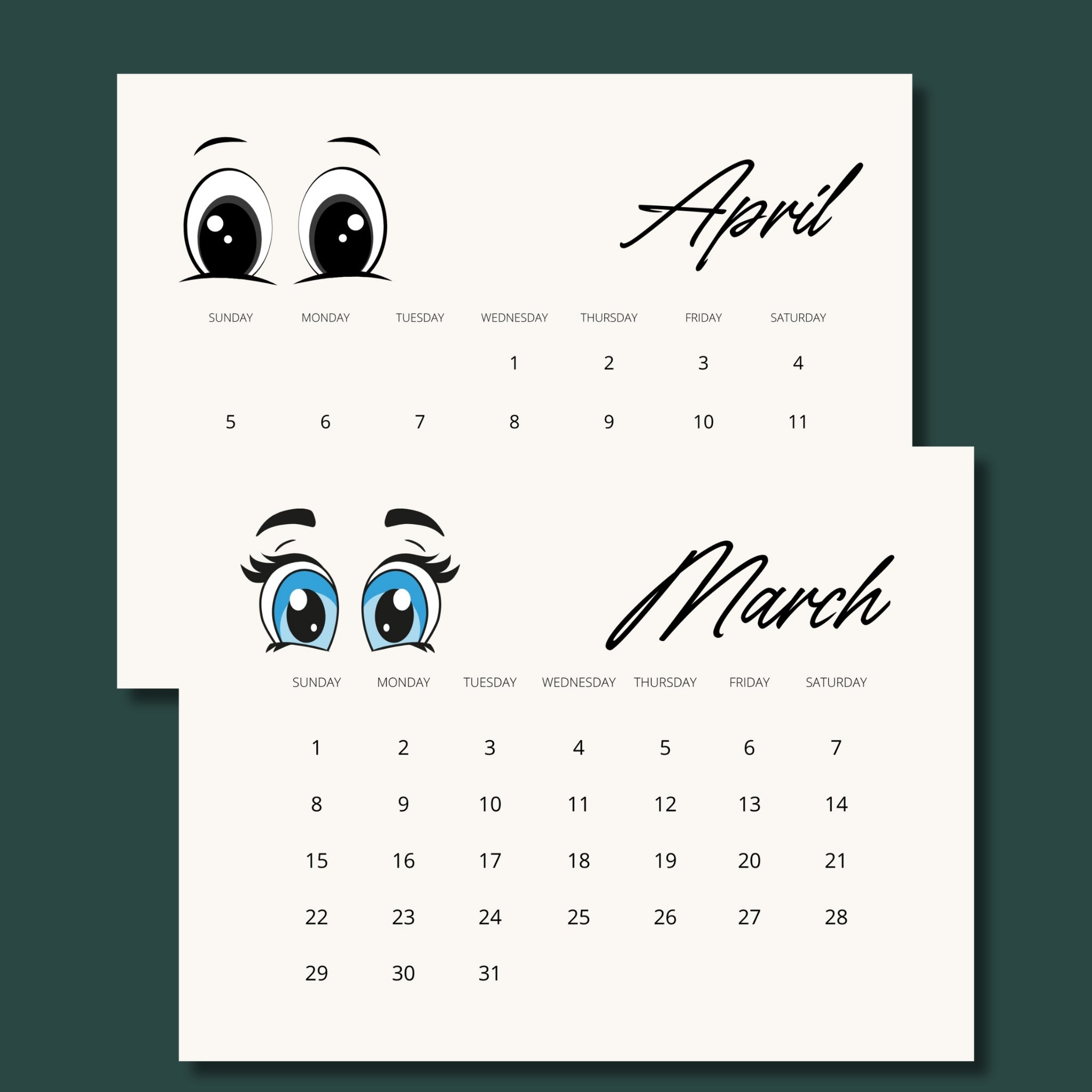 2026 Landscape Calendar – 11×8.5" One-Page PDF