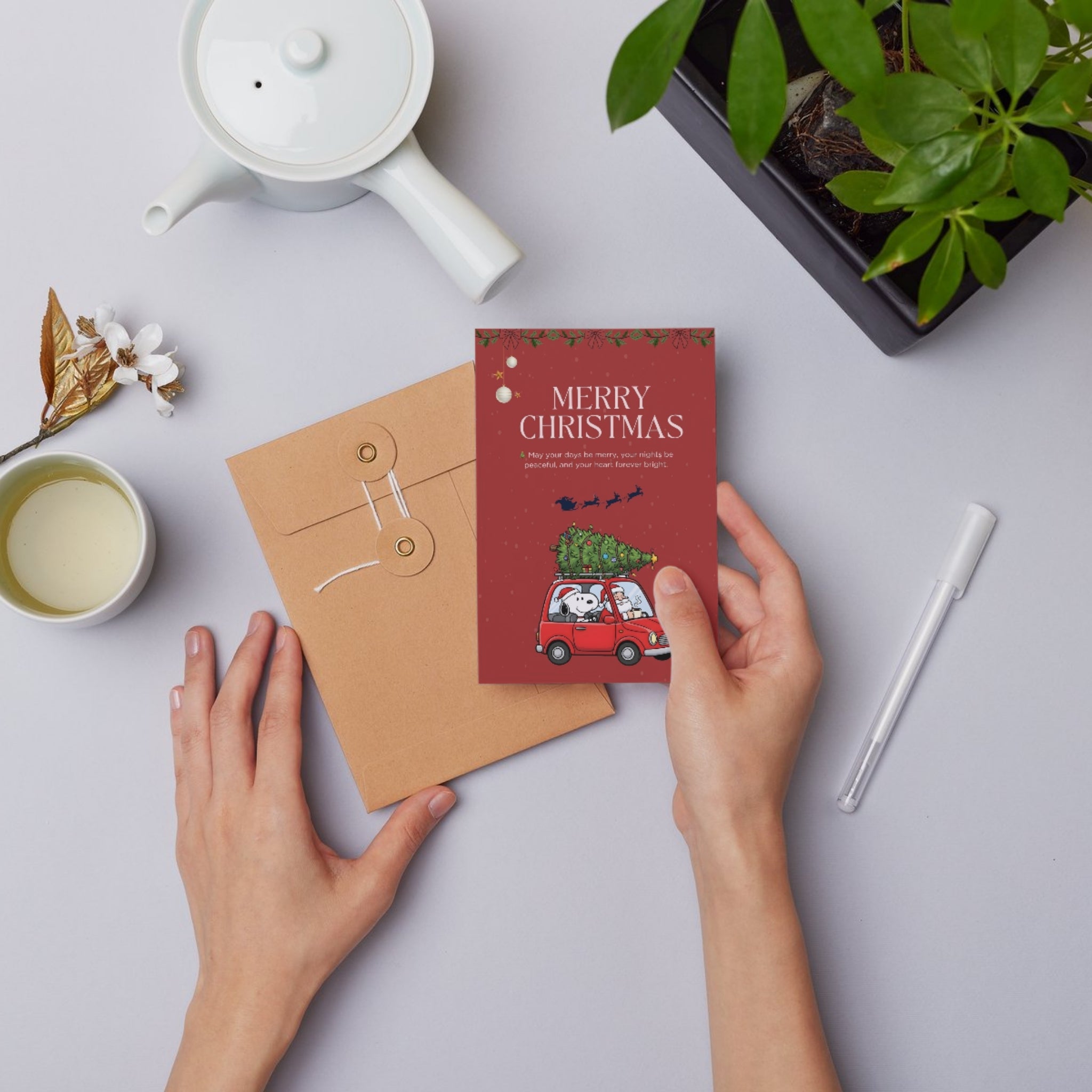 Printable Christmas greeting card – “Send Love This Season” 5x7 PDF