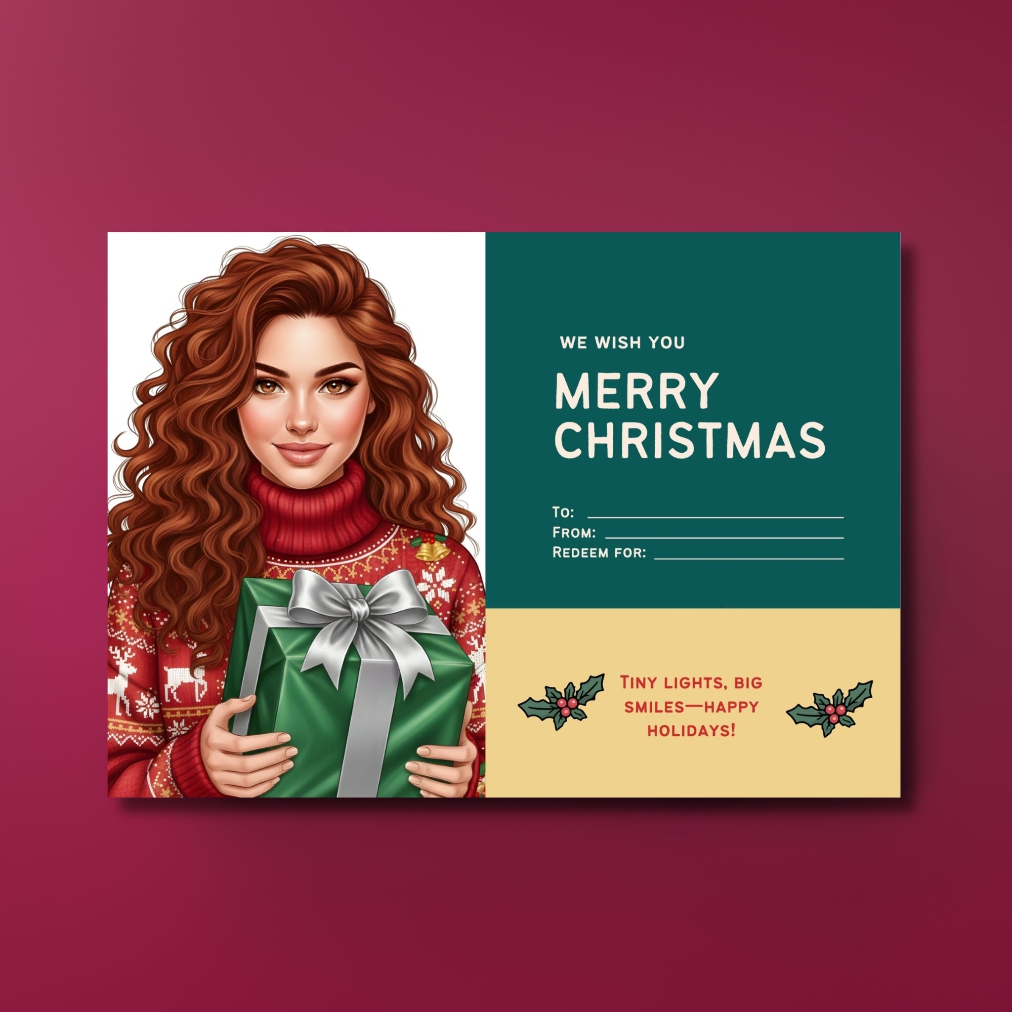 Holiday Gift Card Printable – 7×5” Christmas PDF | Instant Download