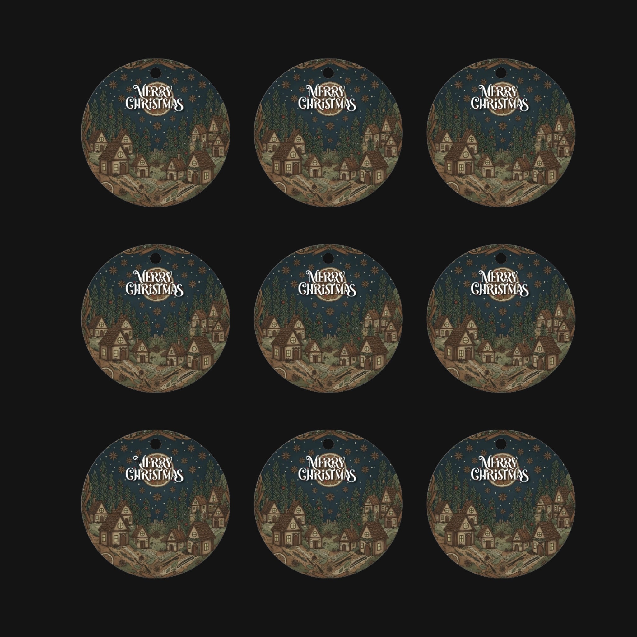 9 Round Christmas Gift Tags — Festive Printable Designs in One PDF