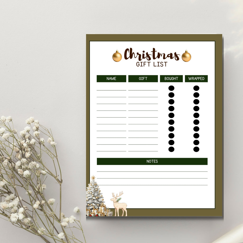 Christmas Gift List Planner 8.5×11” – Printable Holiday Organizer | Instant PDF