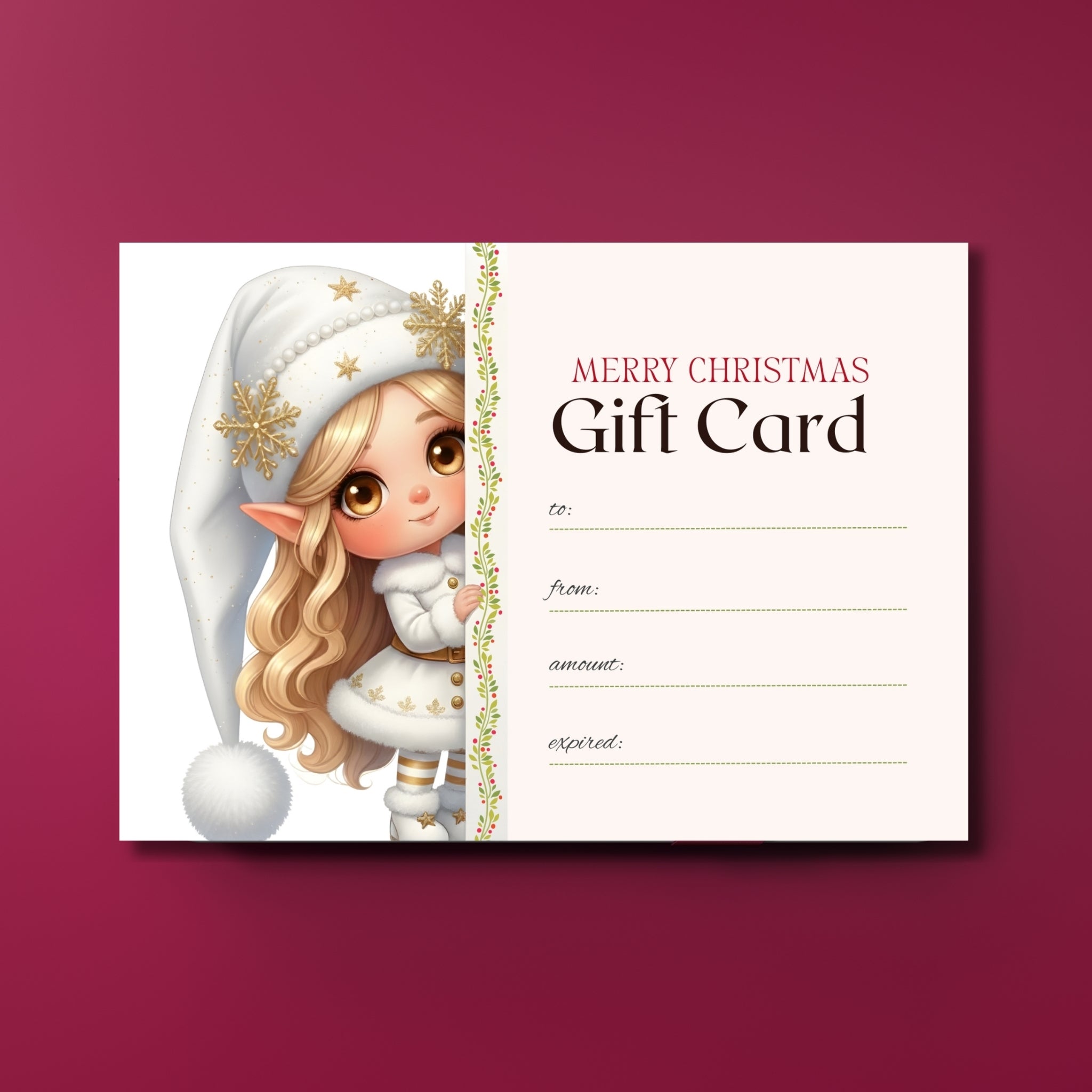 Holiday Gift Card Printable – 7×5" Christmas Card PDF Download