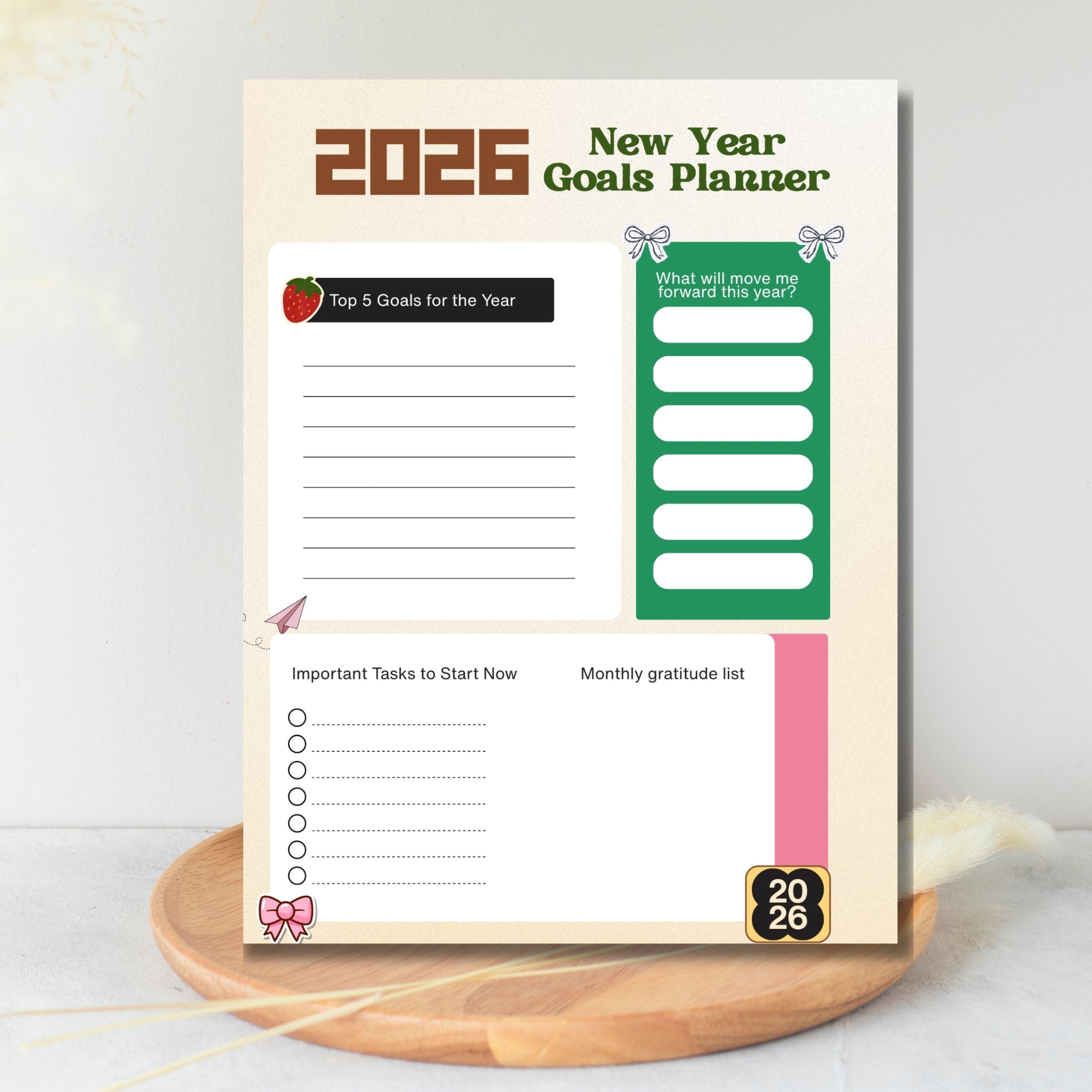 2026 One-Page New Year Goals Planner
