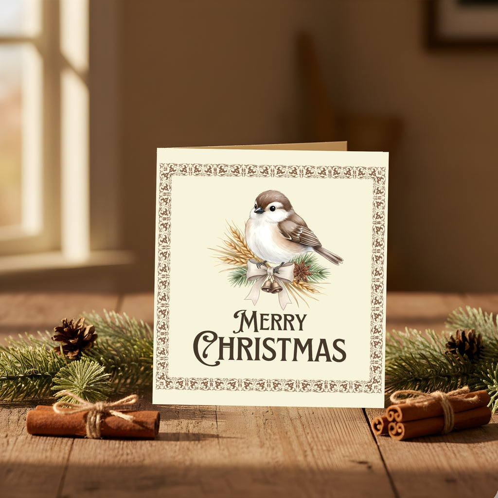 Vintage Rustic Christmas Printable Cards – Square Holiday Card Pack – 6x6, 5x5 & 4x4 PDF