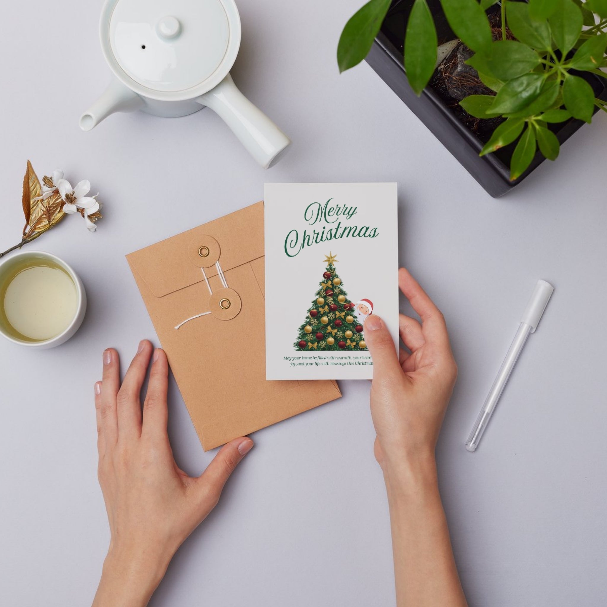 Festive Merry Christmas 5x7 printable greeting card digital download