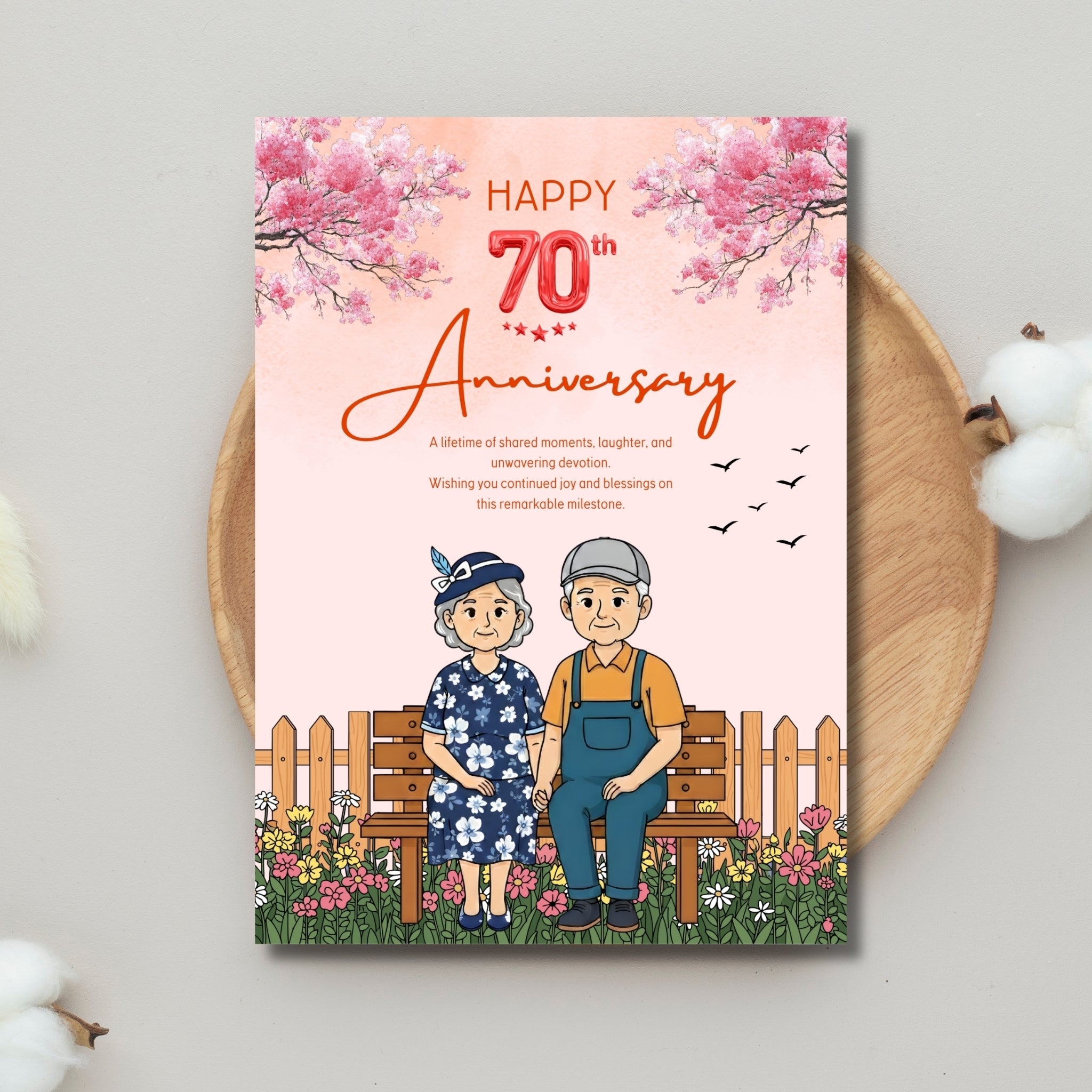 🎉 70th Anniversary Card – Digital Download (5×7 PDF)