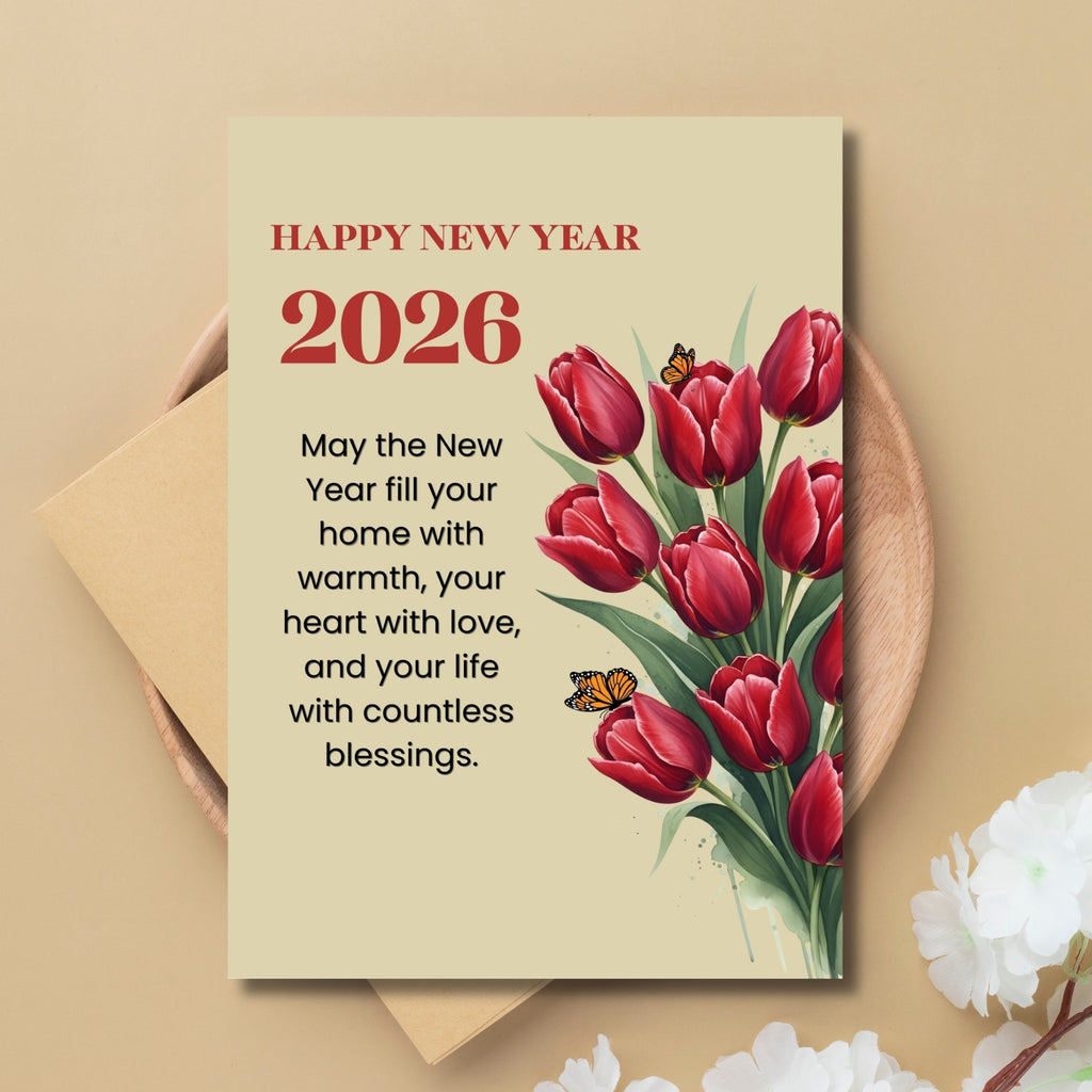 2026 Printable New Year Card 5×7” – Instant Digital Download PDF