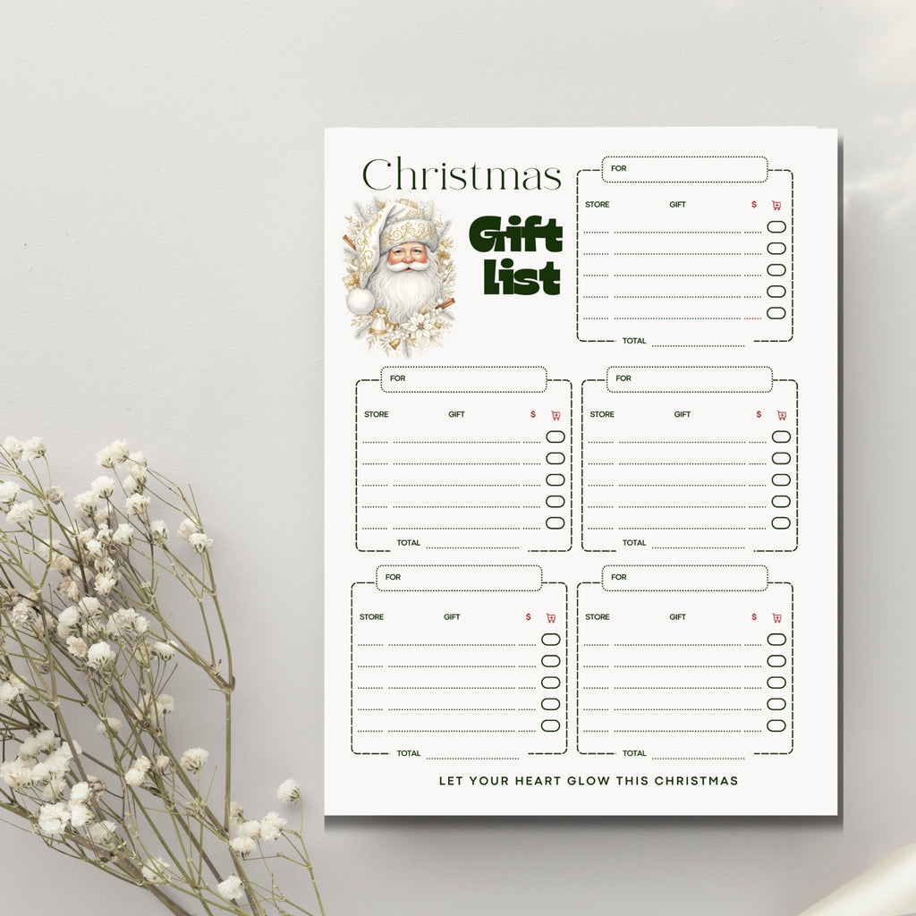 Christmas Gift List Planner – 8.5×11" Printable PDF | Holiday Gift Organizer