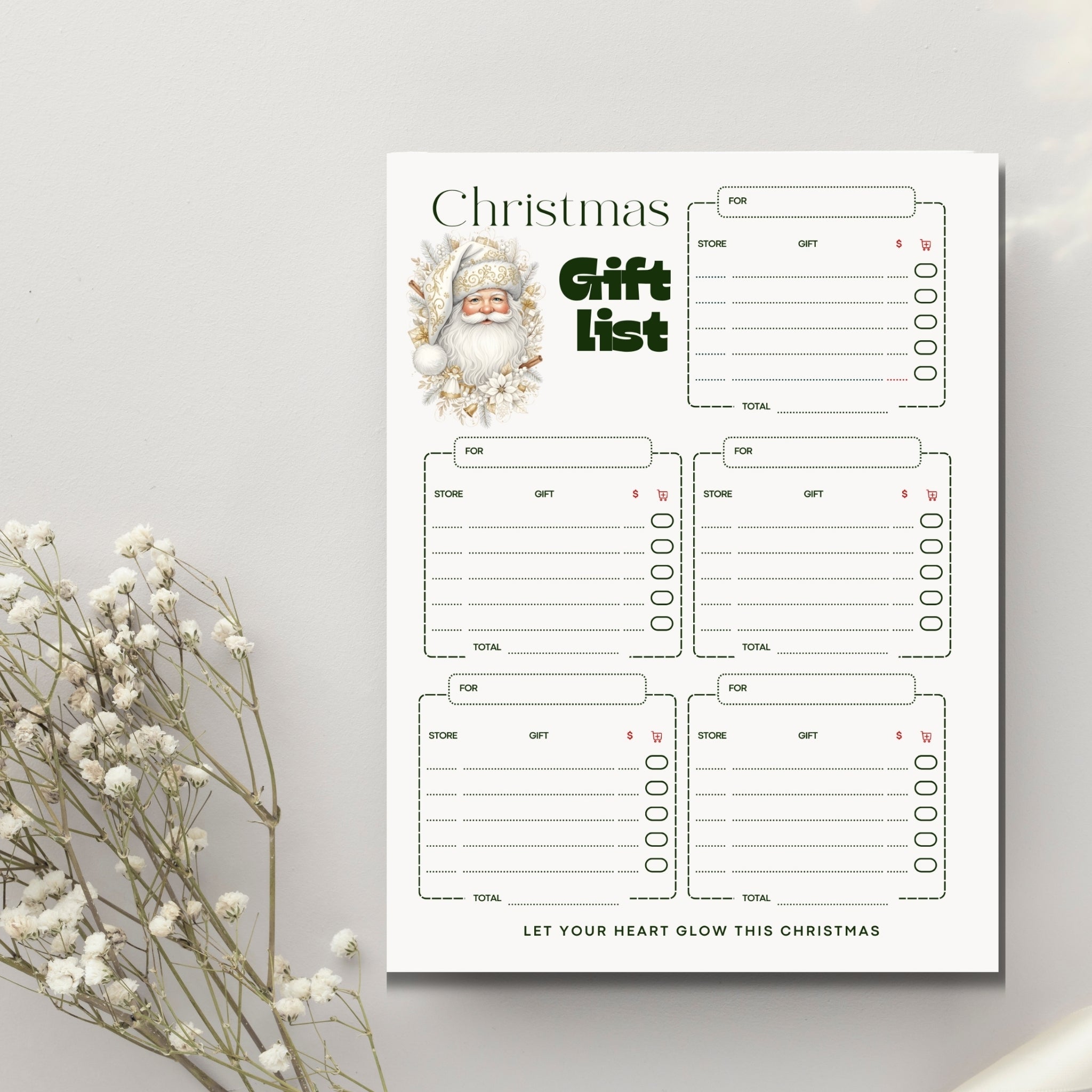Christmas Gift List Planner – 8.5×11" Printable PDF | Holiday Gift Organizer