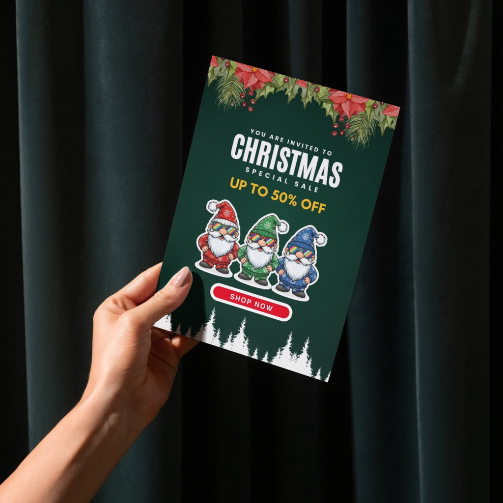 Christmas sale card printable 4x6 holiday promotion