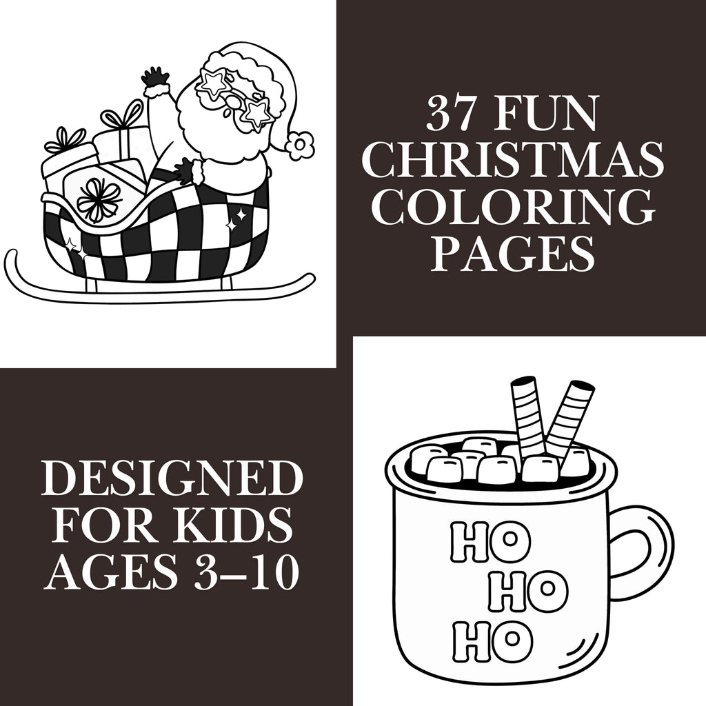 kids christmas coloring book 39 pages printable PDF