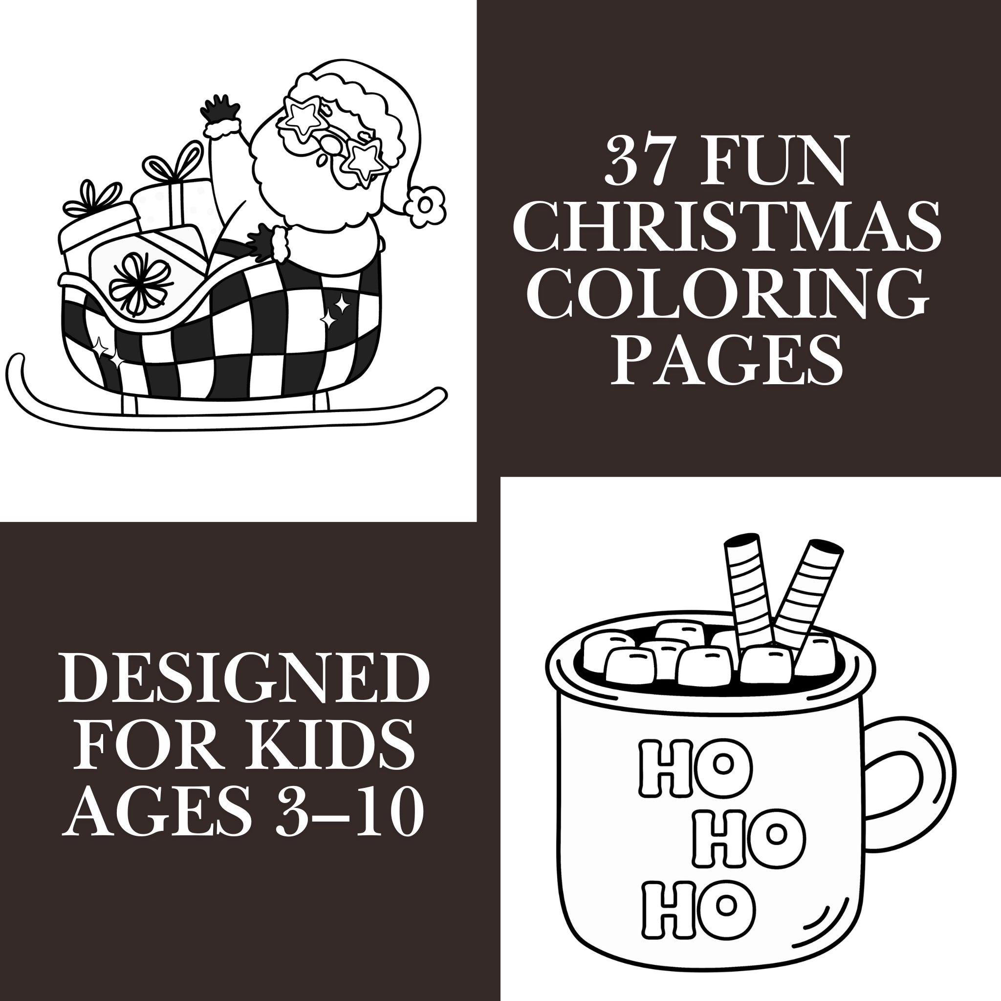kids christmas coloring book 39 pages printable PDF