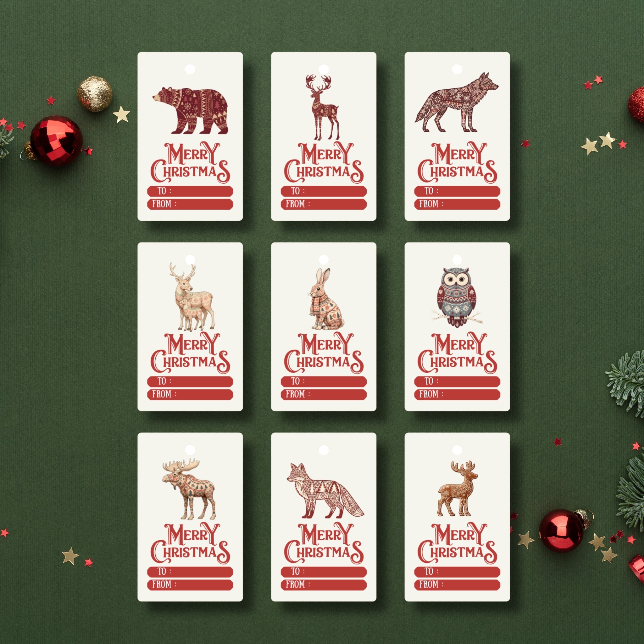 Christmas Gift Tags Printable | 9 Tag Designs in One PDF
