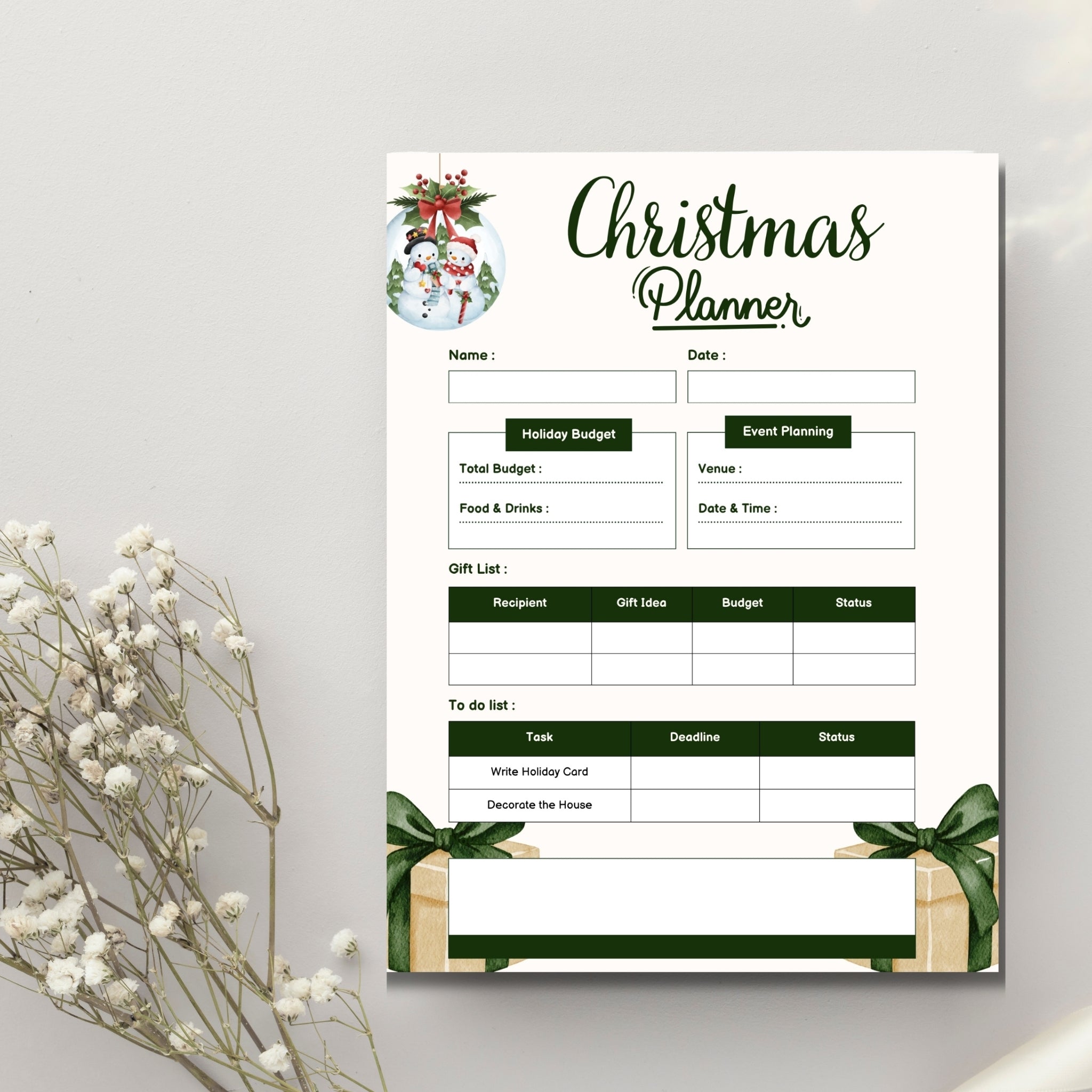 Christmas Planner 8.5x11” — Holiday Organizer PDF