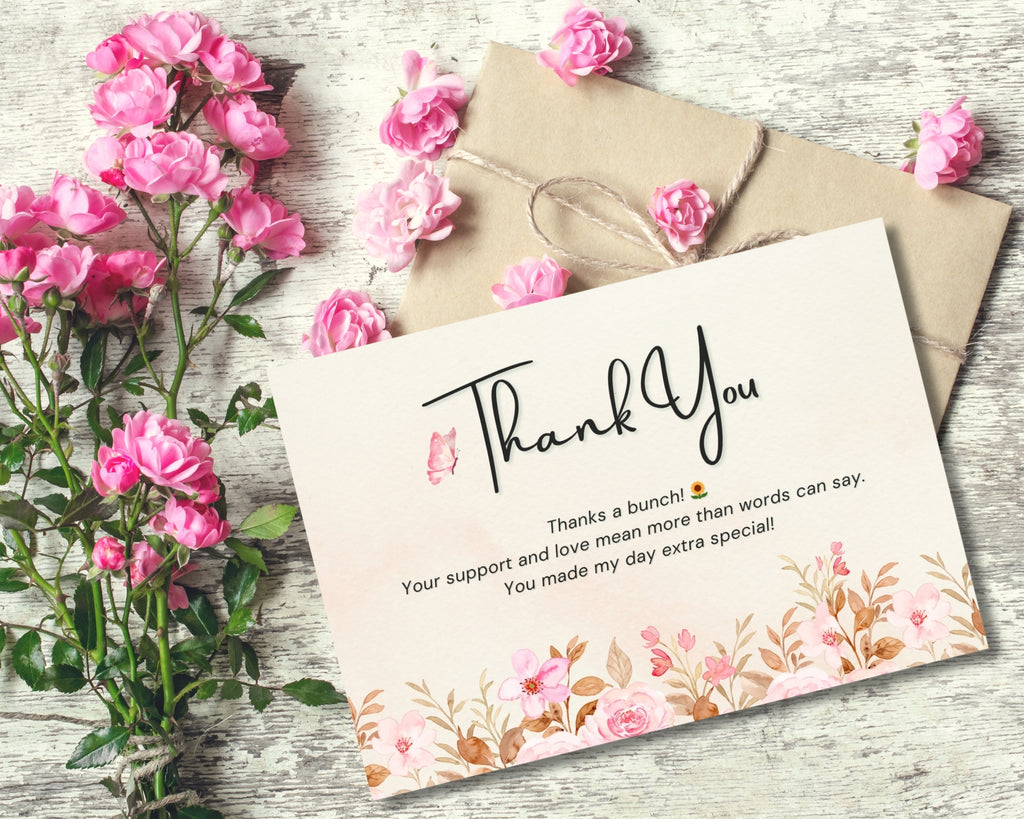 printable thank you card 5x3.5 elegant design