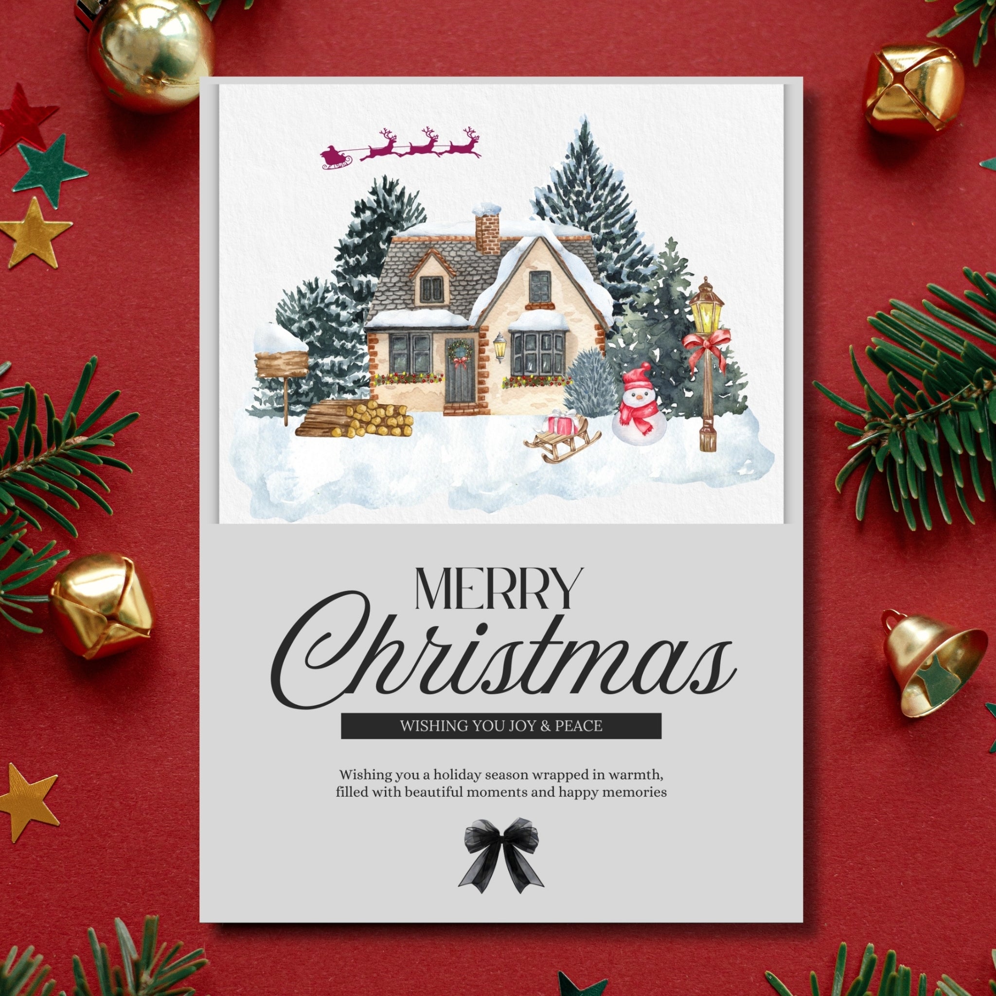 instant download Christmas holiday card 5x7 festive greeting