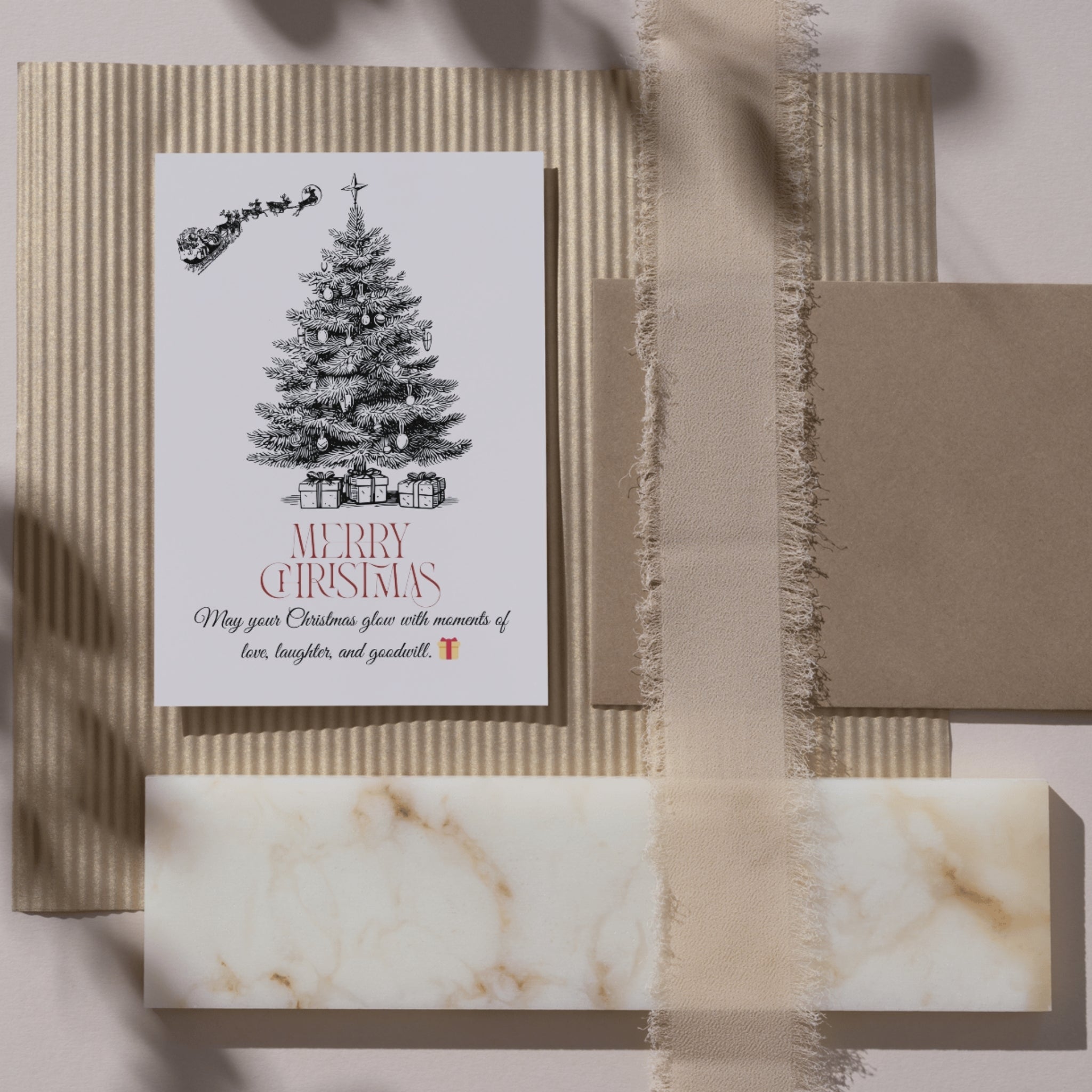 Merry Christmas card template 5x7 printable PDF