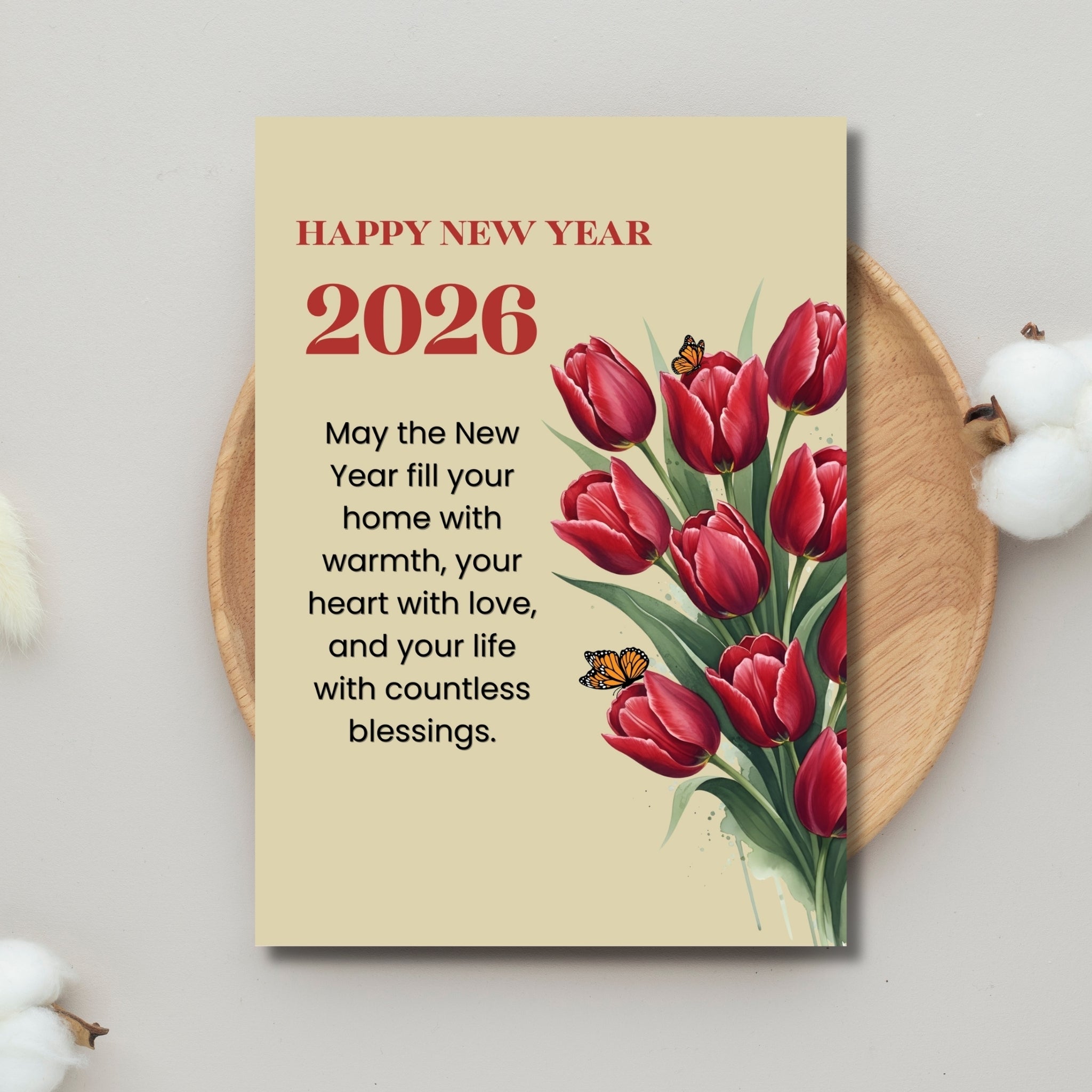 2026 Printable New Year Card 5×7” – Instant Digital Download PDF