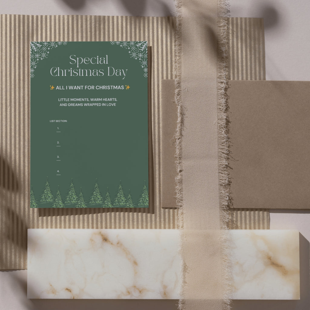 Printable Christmas wish list sheet – festive holiday design