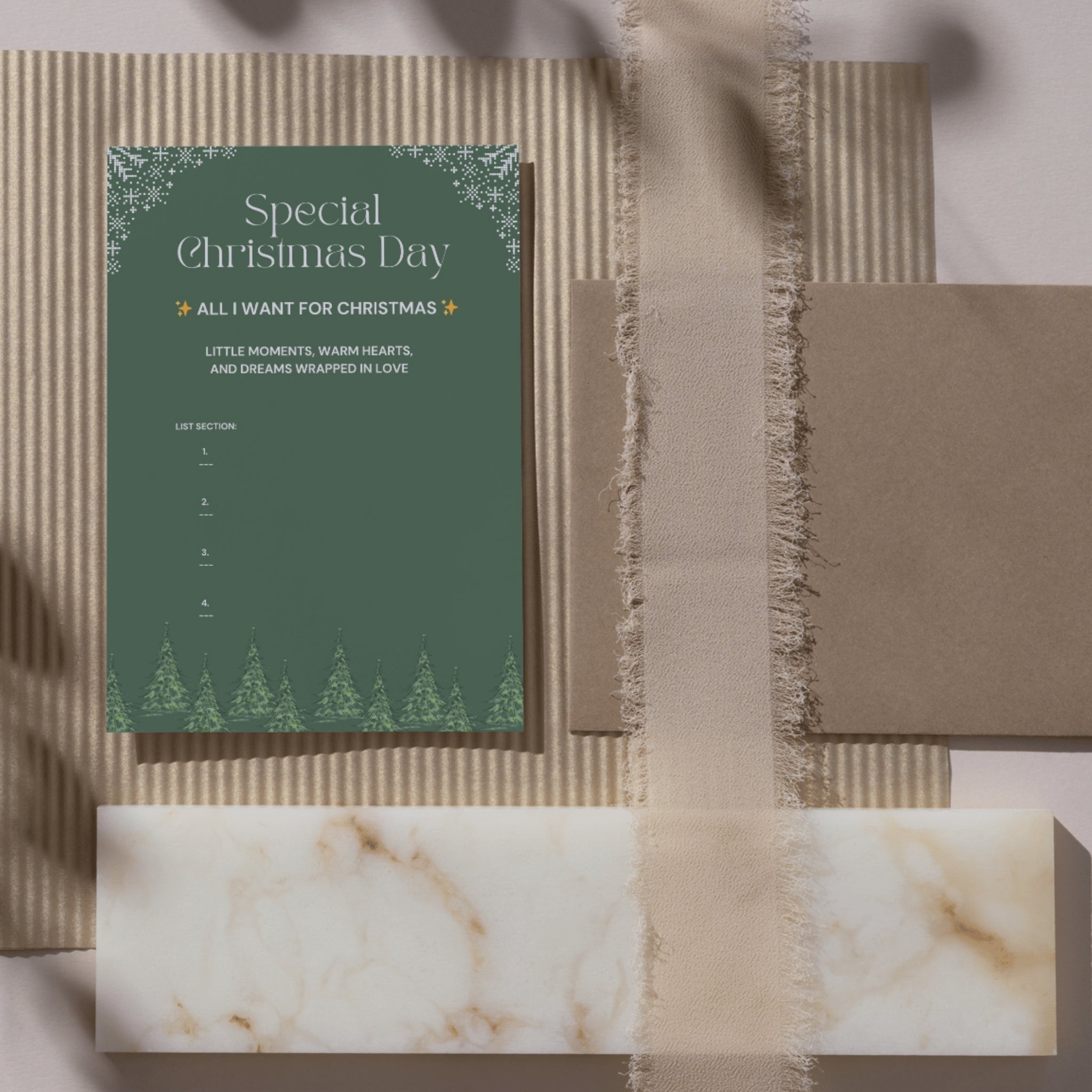 Printable Christmas wish list sheet – festive holiday design