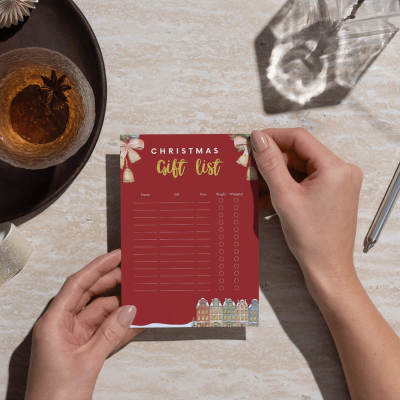 Christmas gift list card printable 8.5x11 PDF