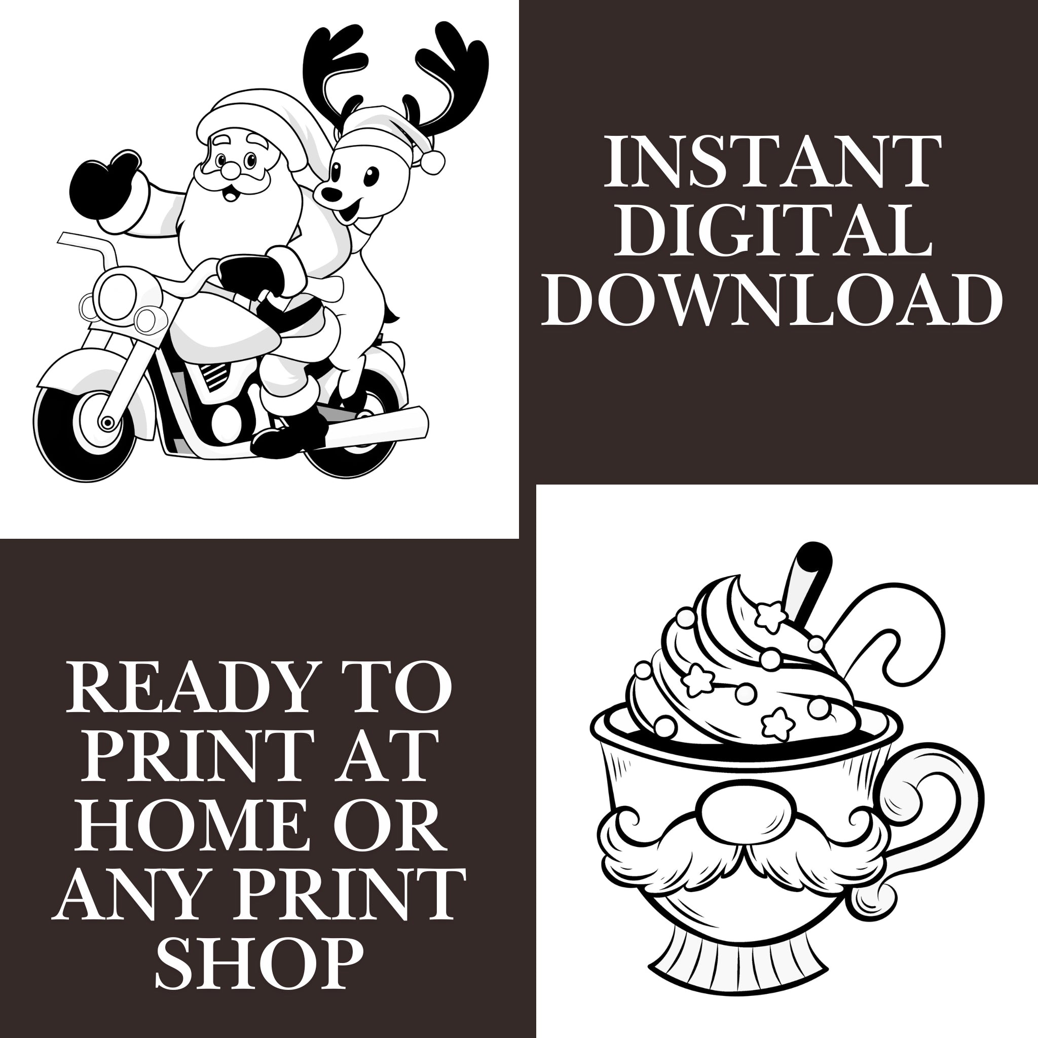 kids christmas coloring book 39 pages printable PDF