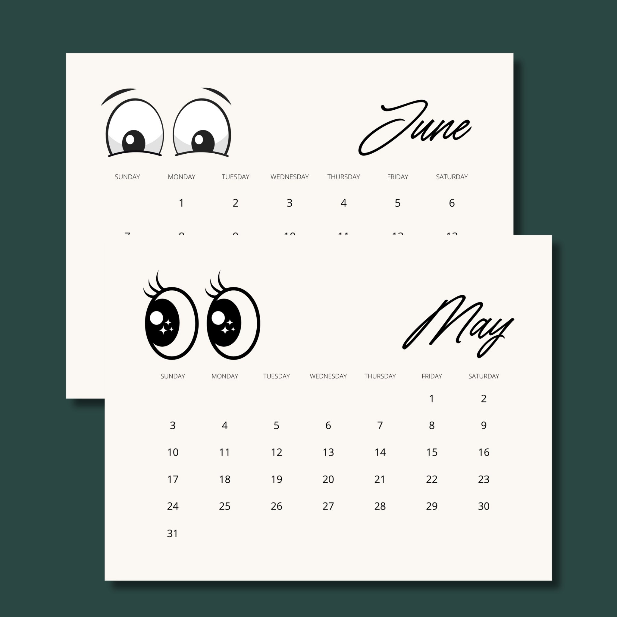 2026 Landscape Calendar – 11×8.5" One-Page PDF