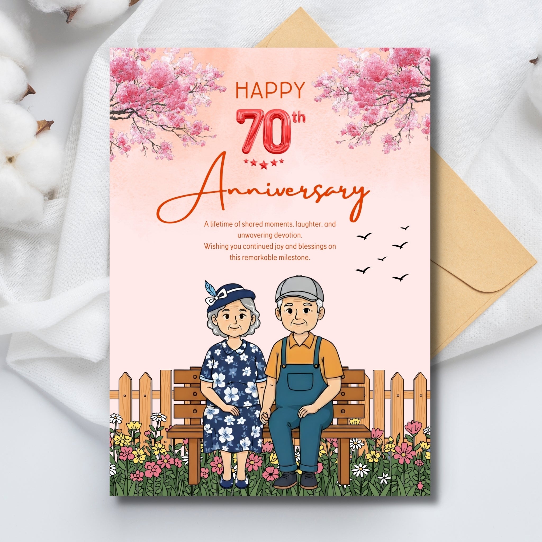 🎉 70th Anniversary Card – Digital Download (5×7 PDF)