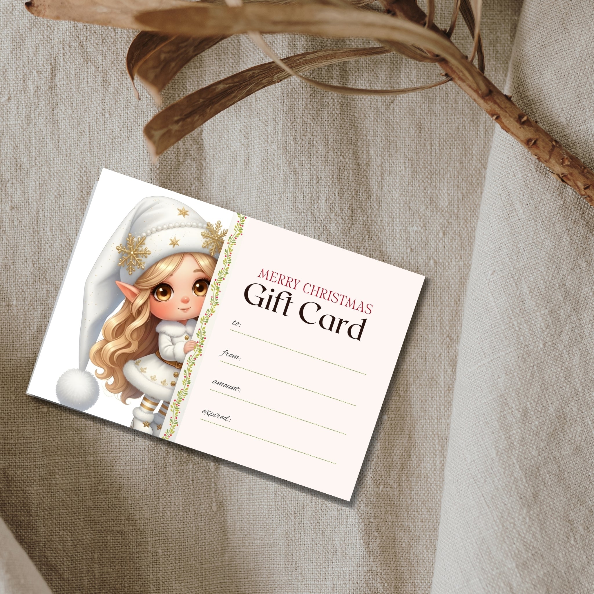 Holiday Gift Card Printable – 7×5" Christmas Card PDF Download