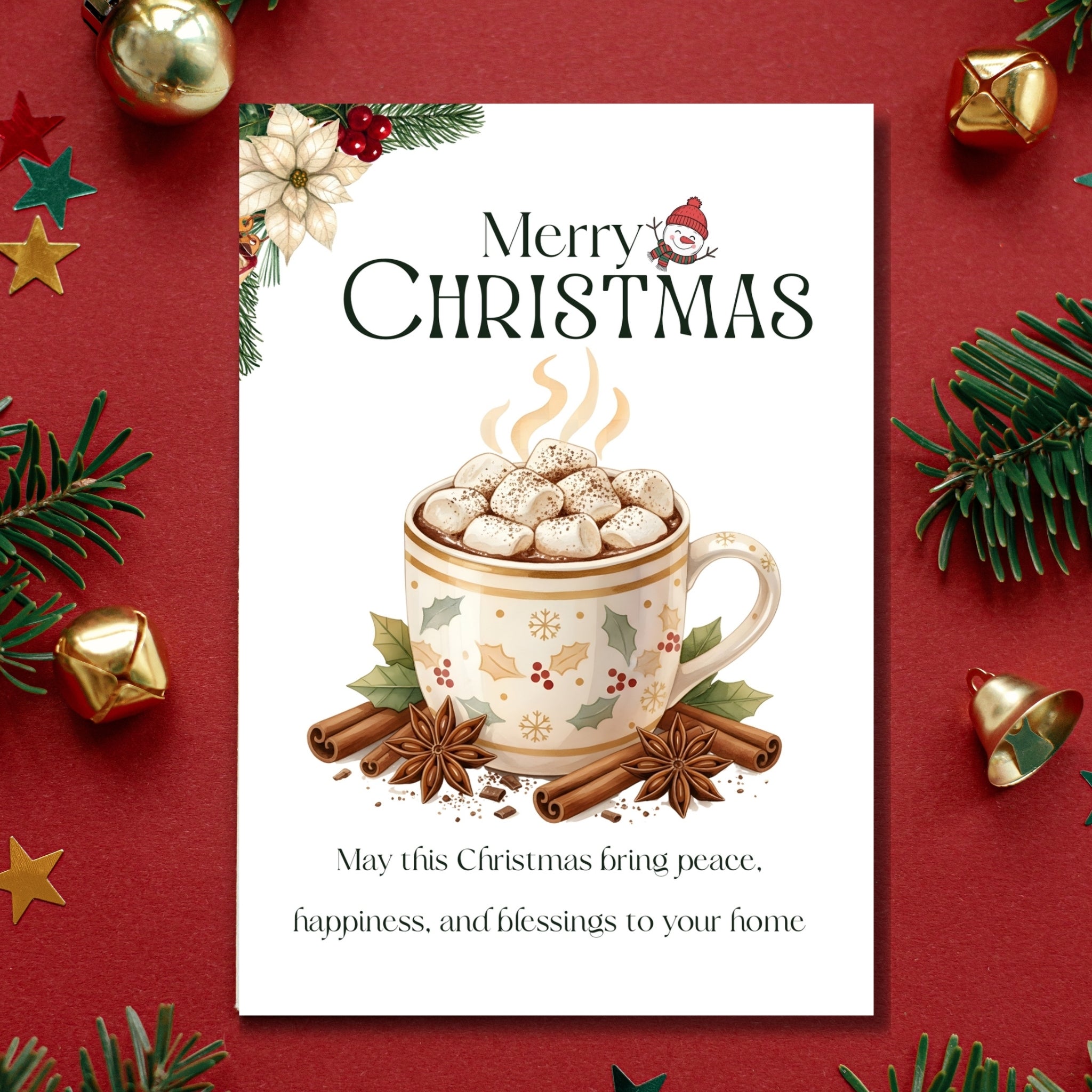 Christmas greeting card printable winter holiday design