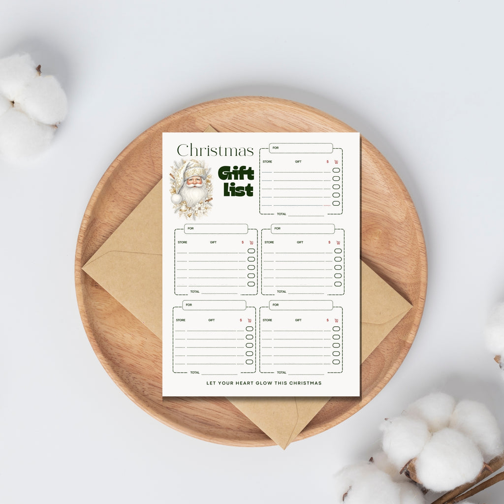 Christmas Gift List Planner – 8.5×11" Printable PDF | Holiday Gift Organizer
