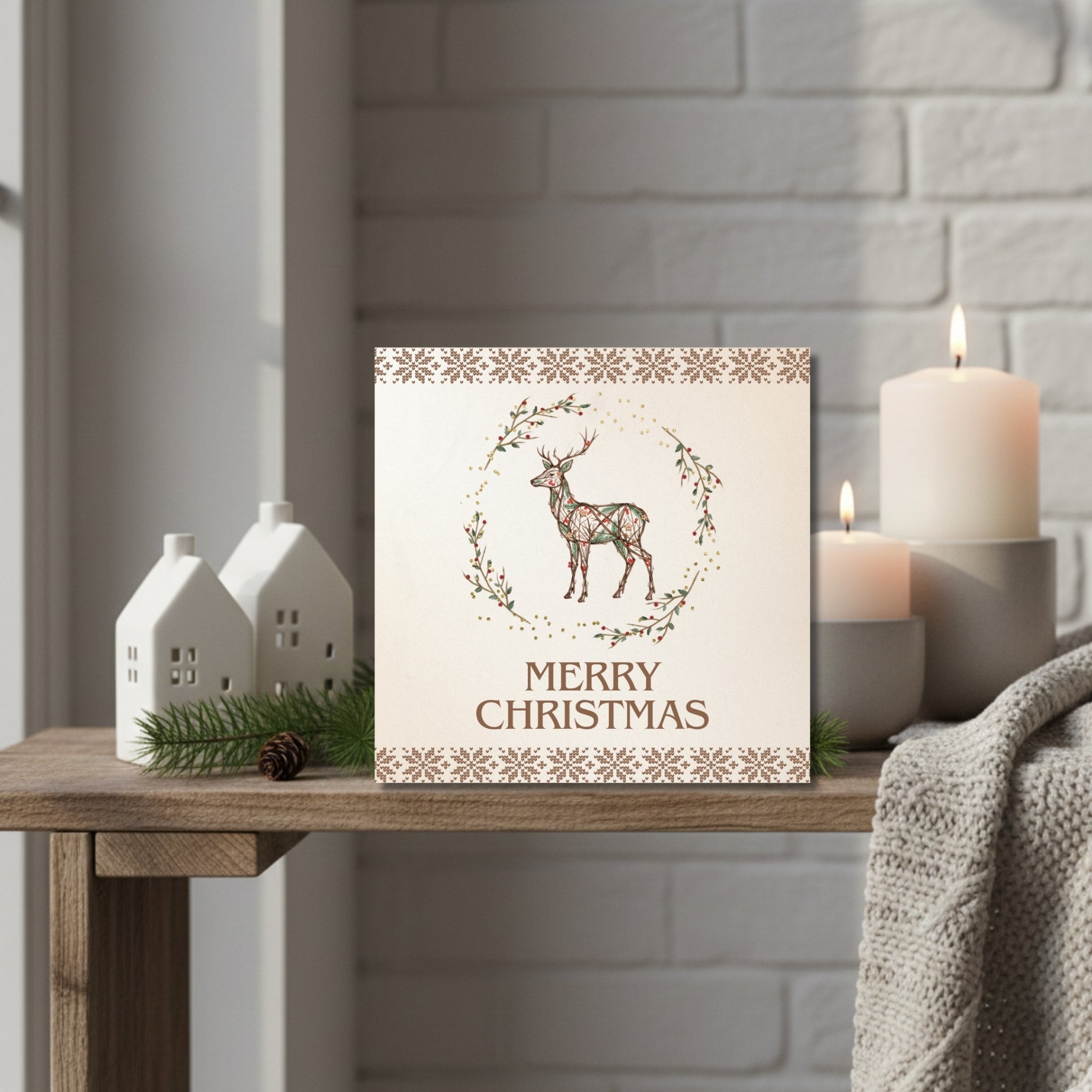 Rustic Christmas Square Card Set – 6x6, 5x5 & 4x4 Inch Printable Cards
