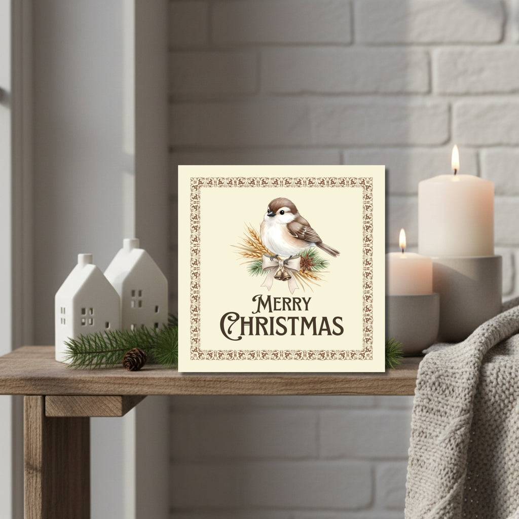 Vintage Rustic Christmas Printable Cards – Square Holiday Card Pack – 6x6, 5x5 & 4x4 PDF