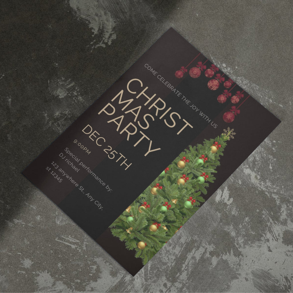 Printable 5x7 Christmas invitation card designs PDF