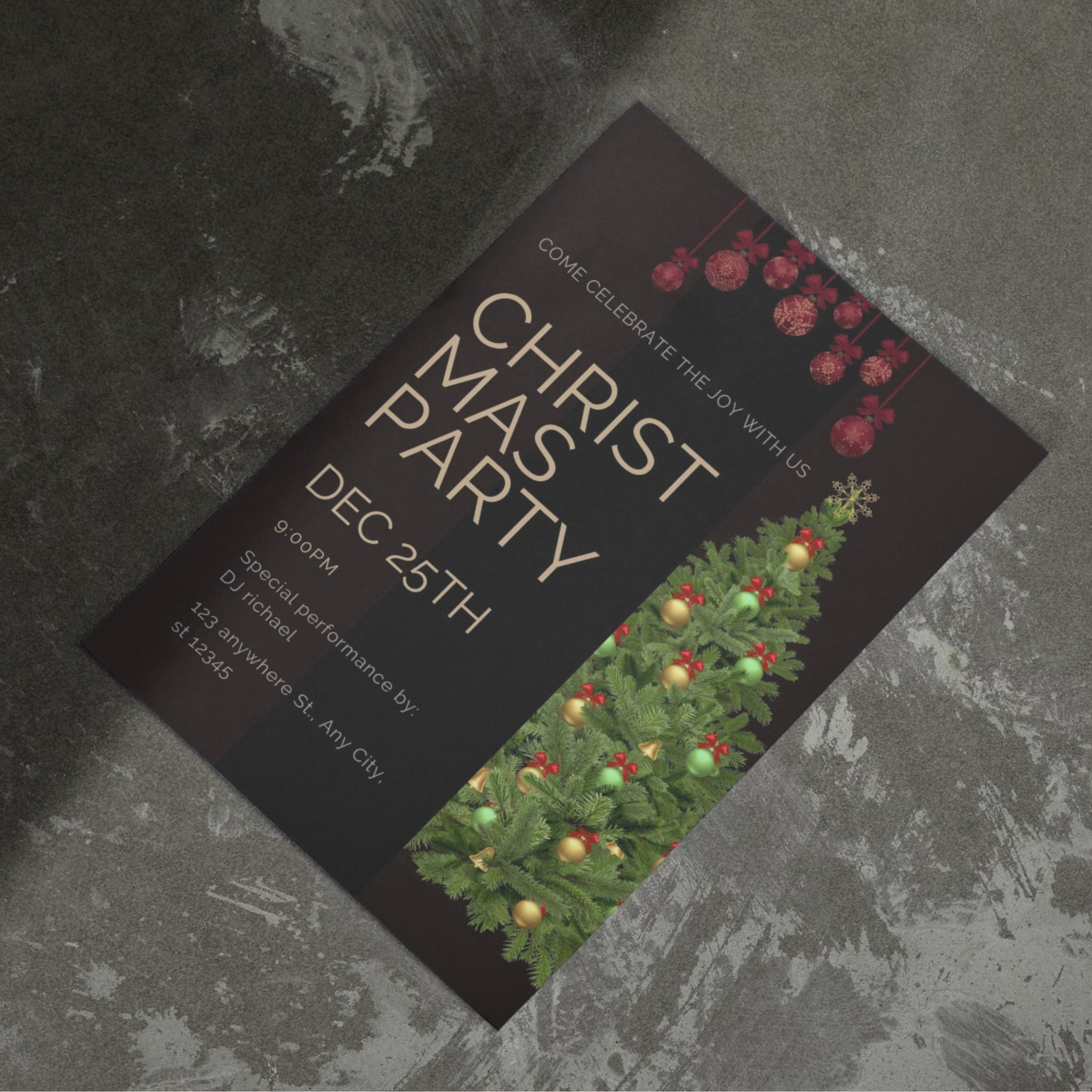 Printable 5x7 Christmas invitation card designs PDF