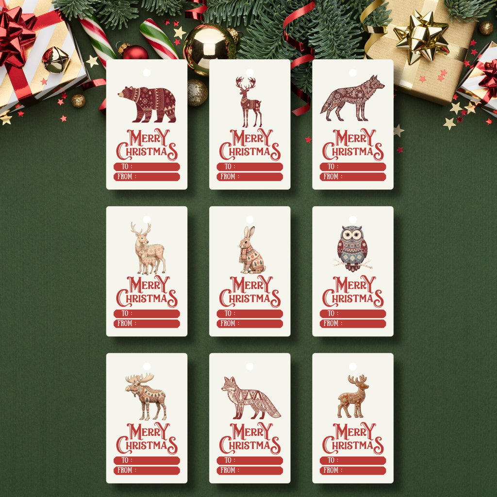 Christmas Gift Tags Printable | 9 Tag Designs in One PDF