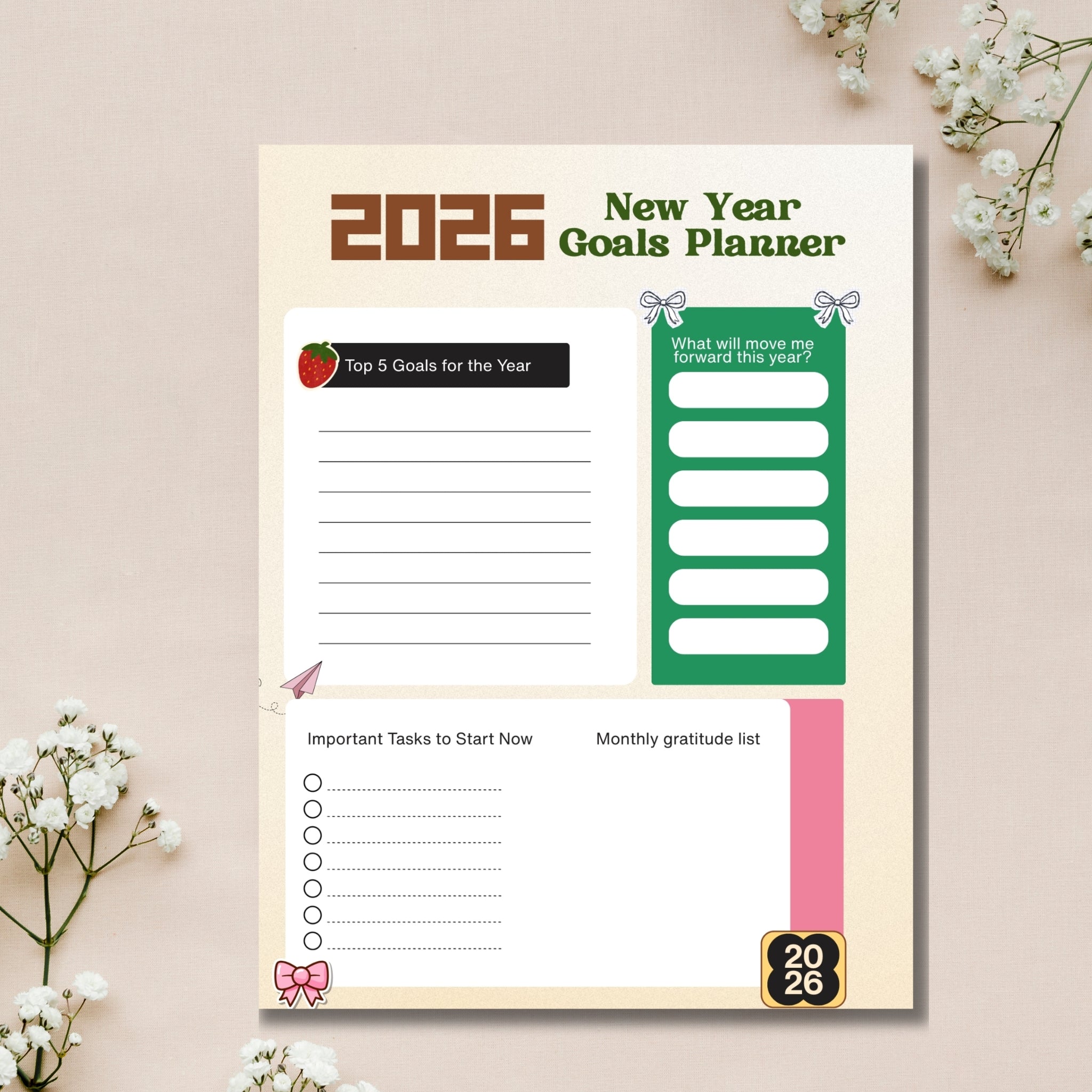2026 One-Page New Year Goals Planner