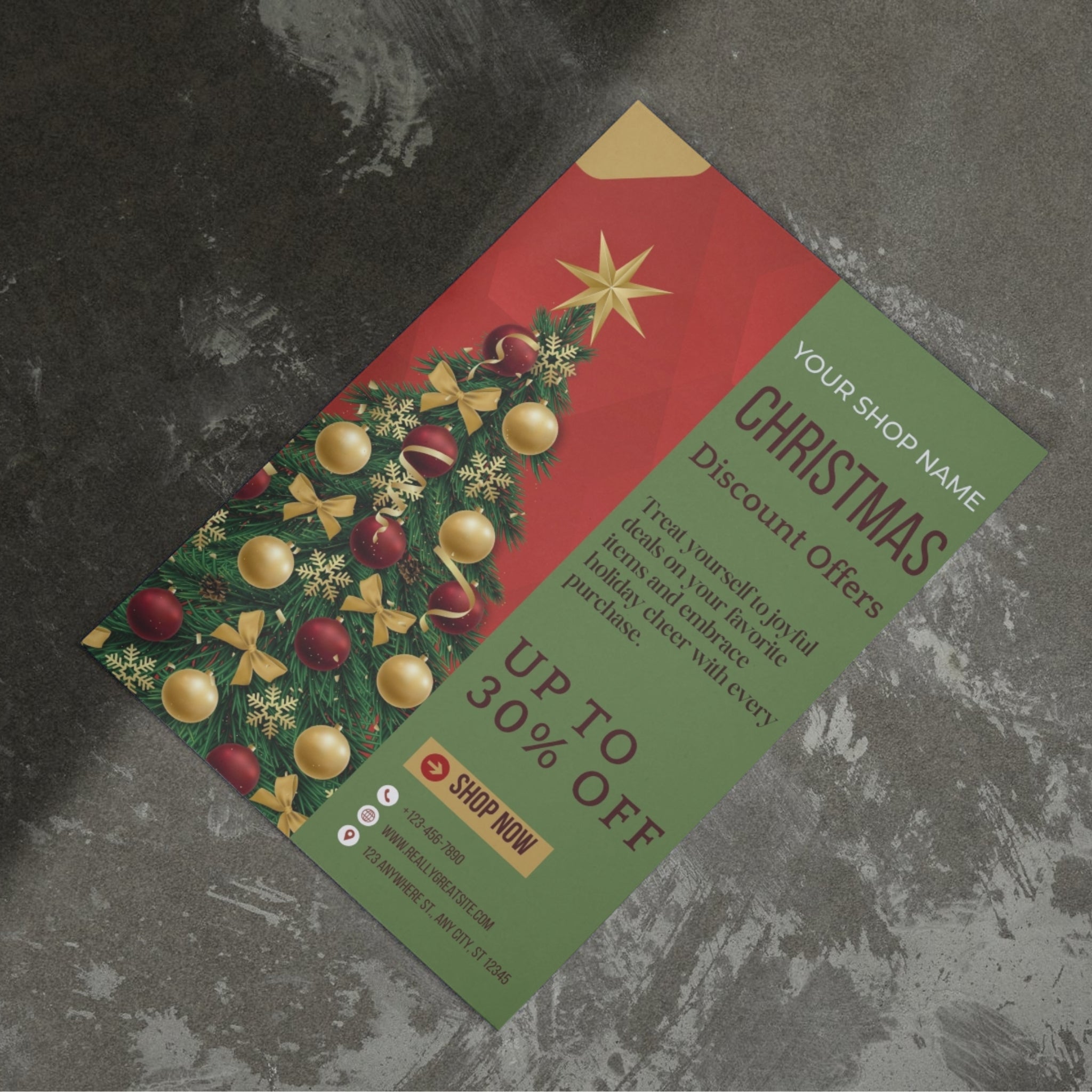 Christmas sale offer card printable – 4×6 inch Canva editable template