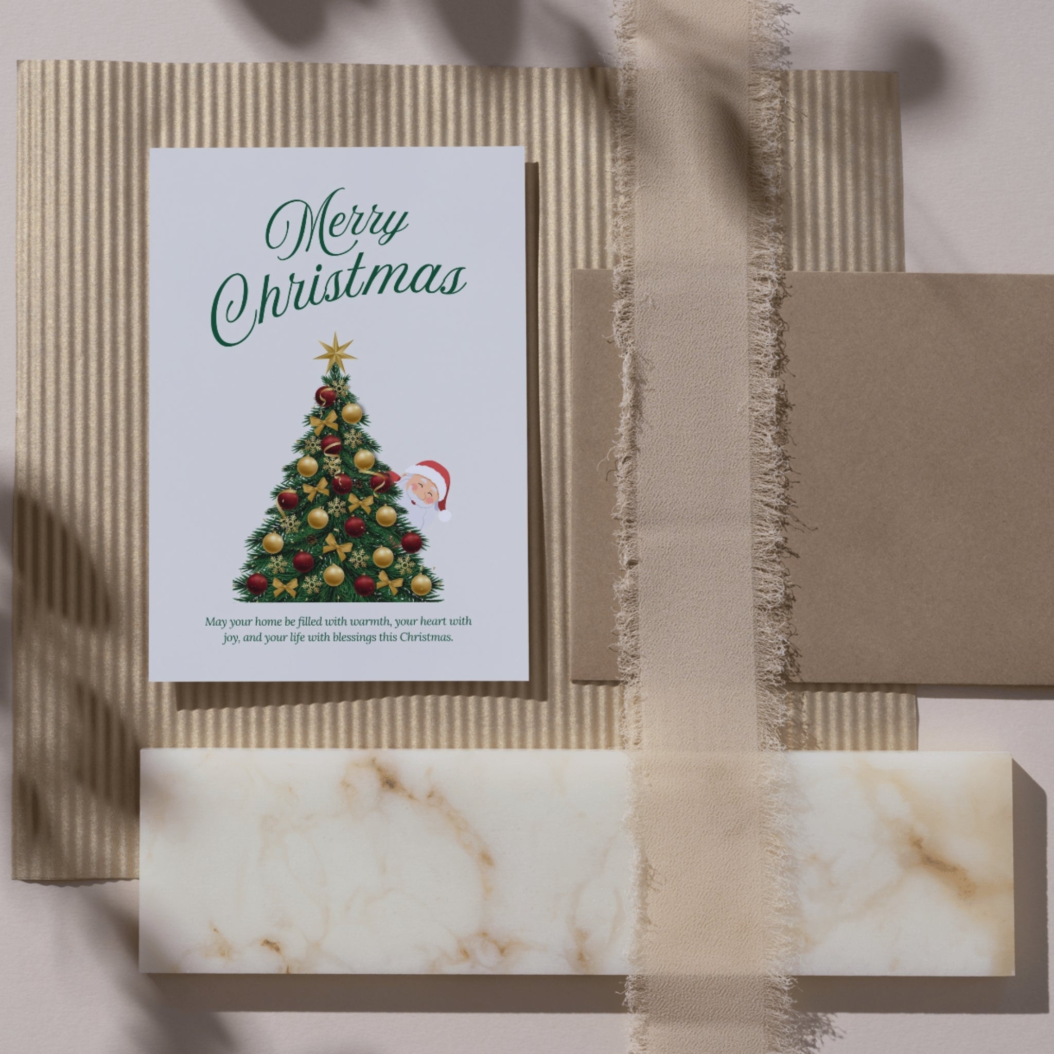 Festive Merry Christmas 5x7 printable greeting card digital download