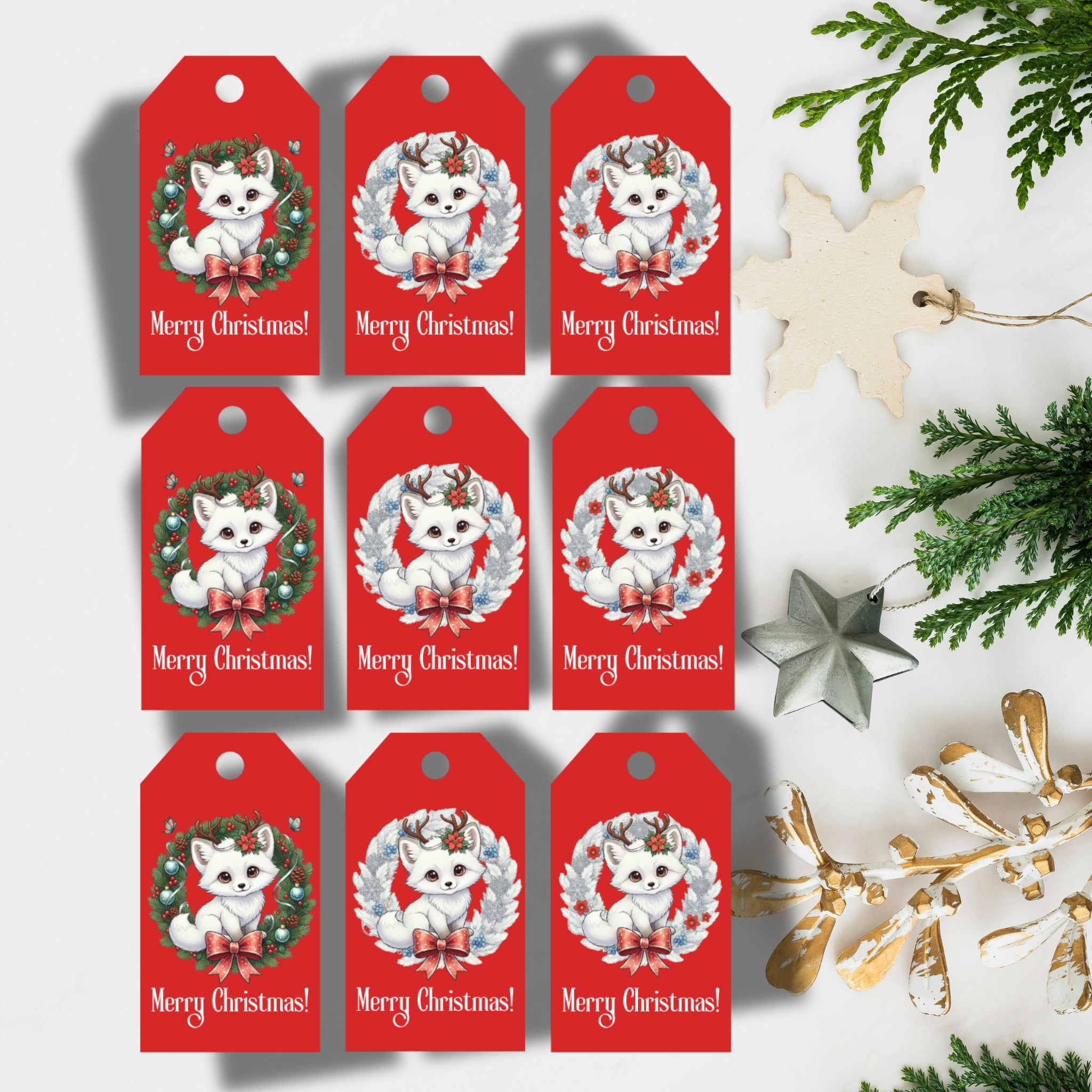 Festive Gift Tags Printable — Set of 9 Festive Designs (PDF)