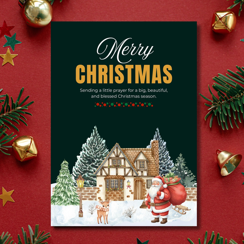 printable holiday greeting card festive design 5 by 7 inches