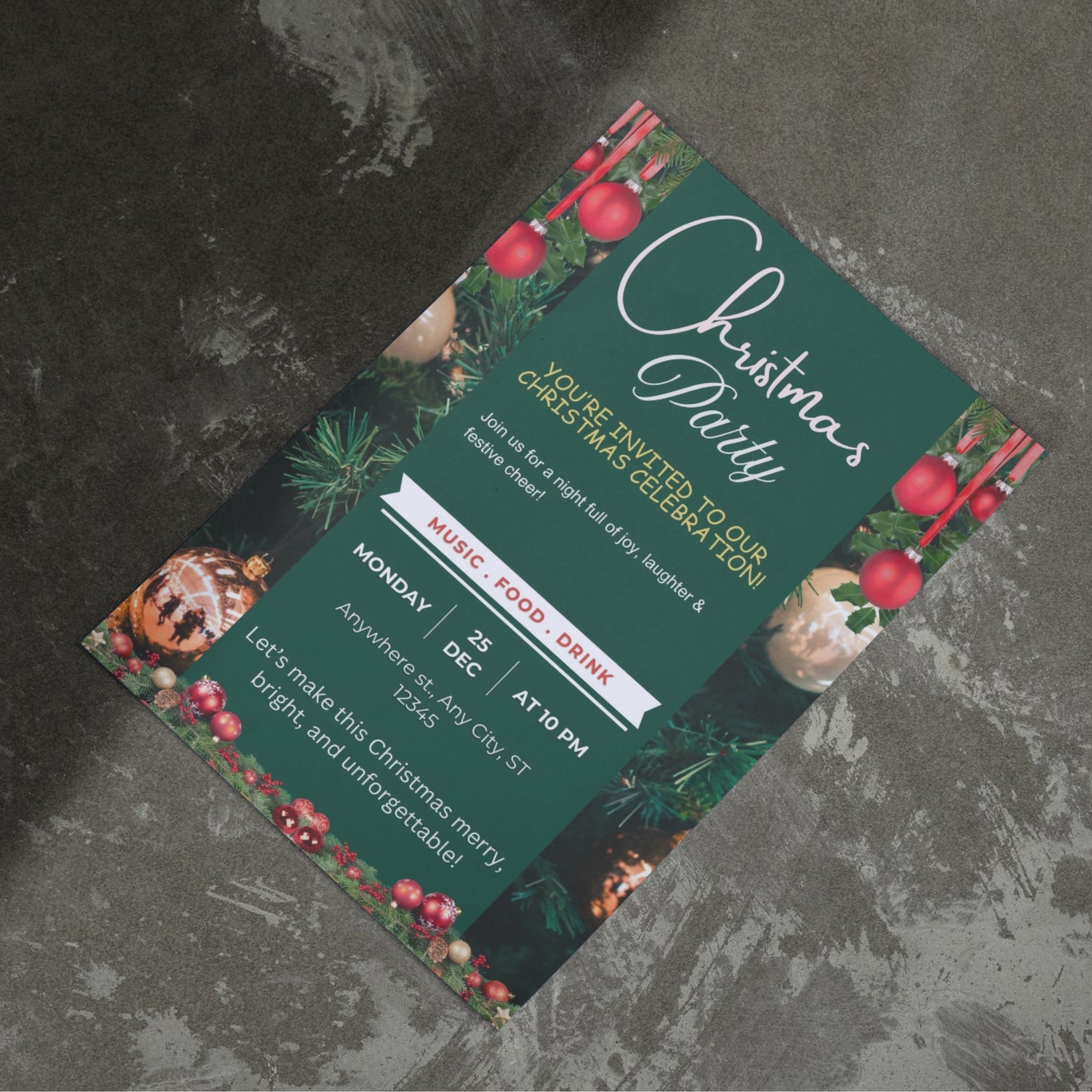 Christmas party digital invitation – 5.8x8.3 inch Canva template