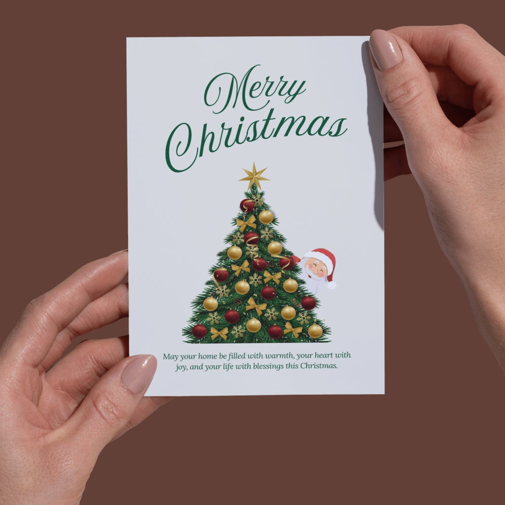 Festive Merry Christmas 5x7 printable greeting card digital download