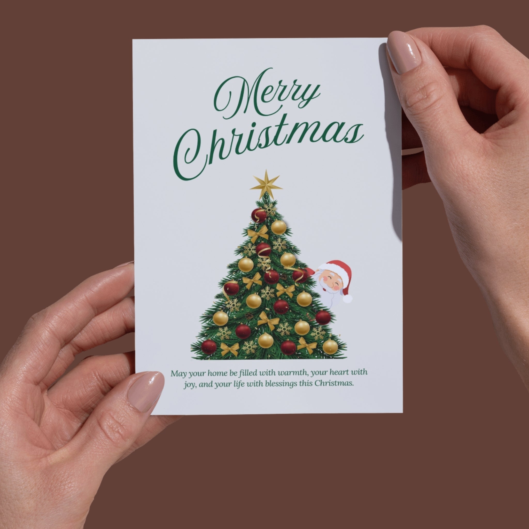 Festive Merry Christmas 5x7 printable greeting card digital download