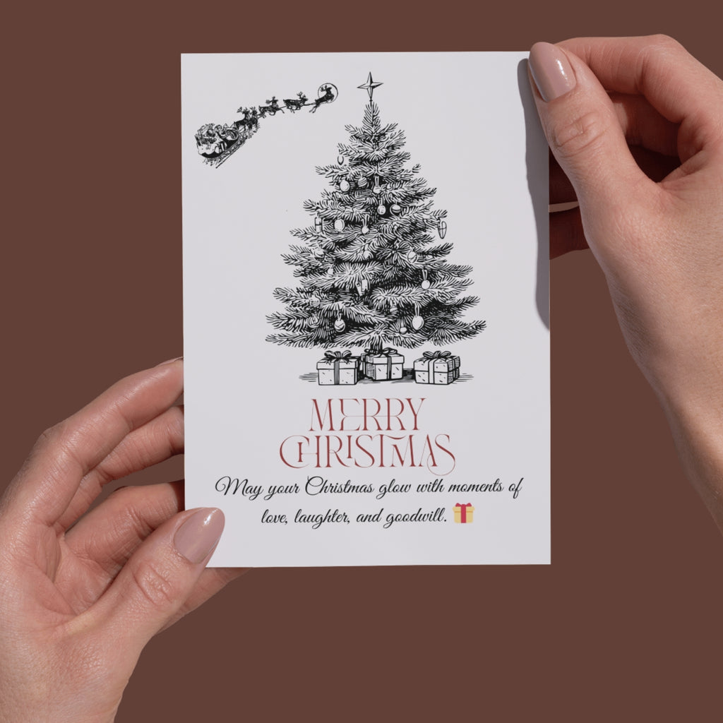 Merry Christmas card template 5x7 printable PDF