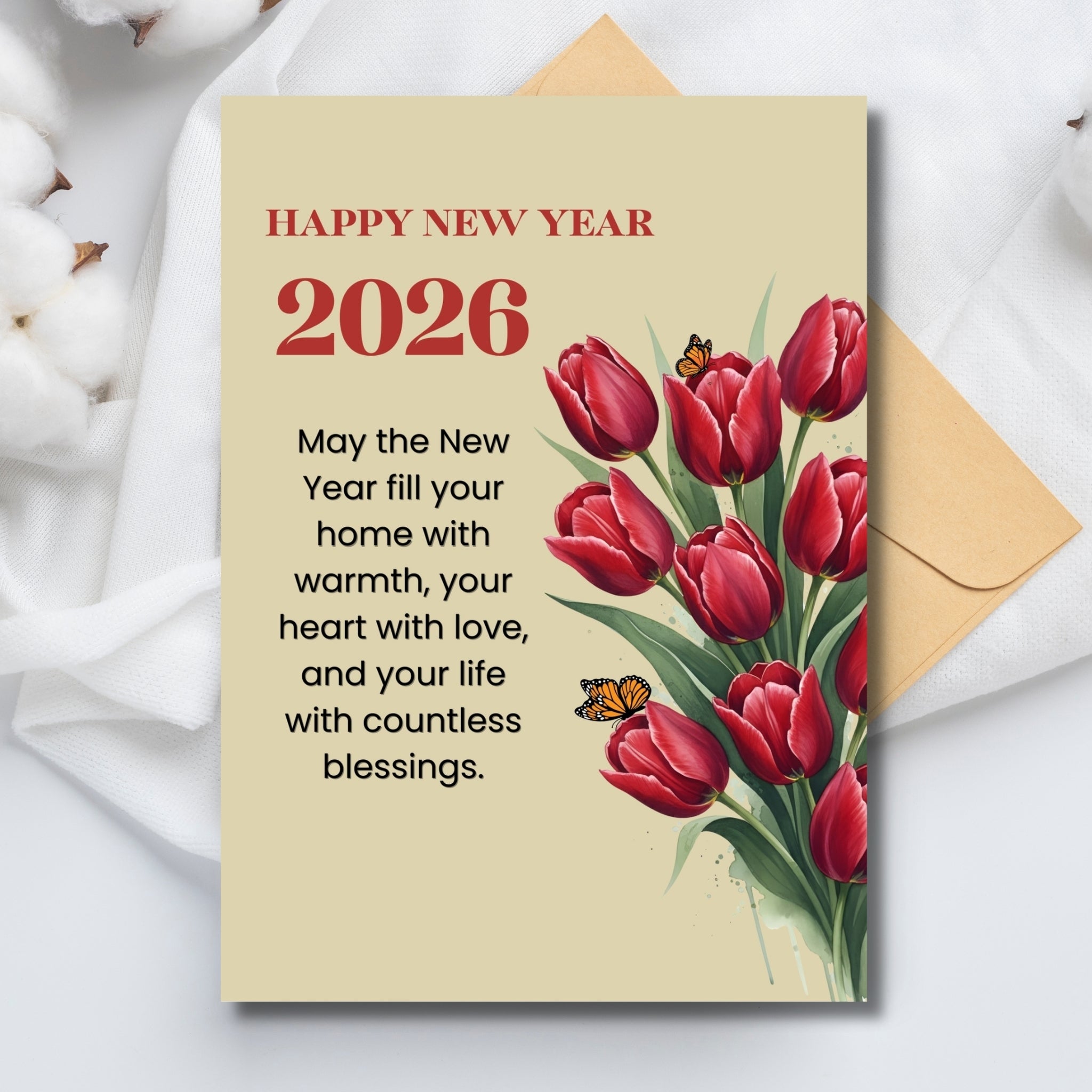 2026 Printable New Year Card 5×7” – Instant Digital Download PDF