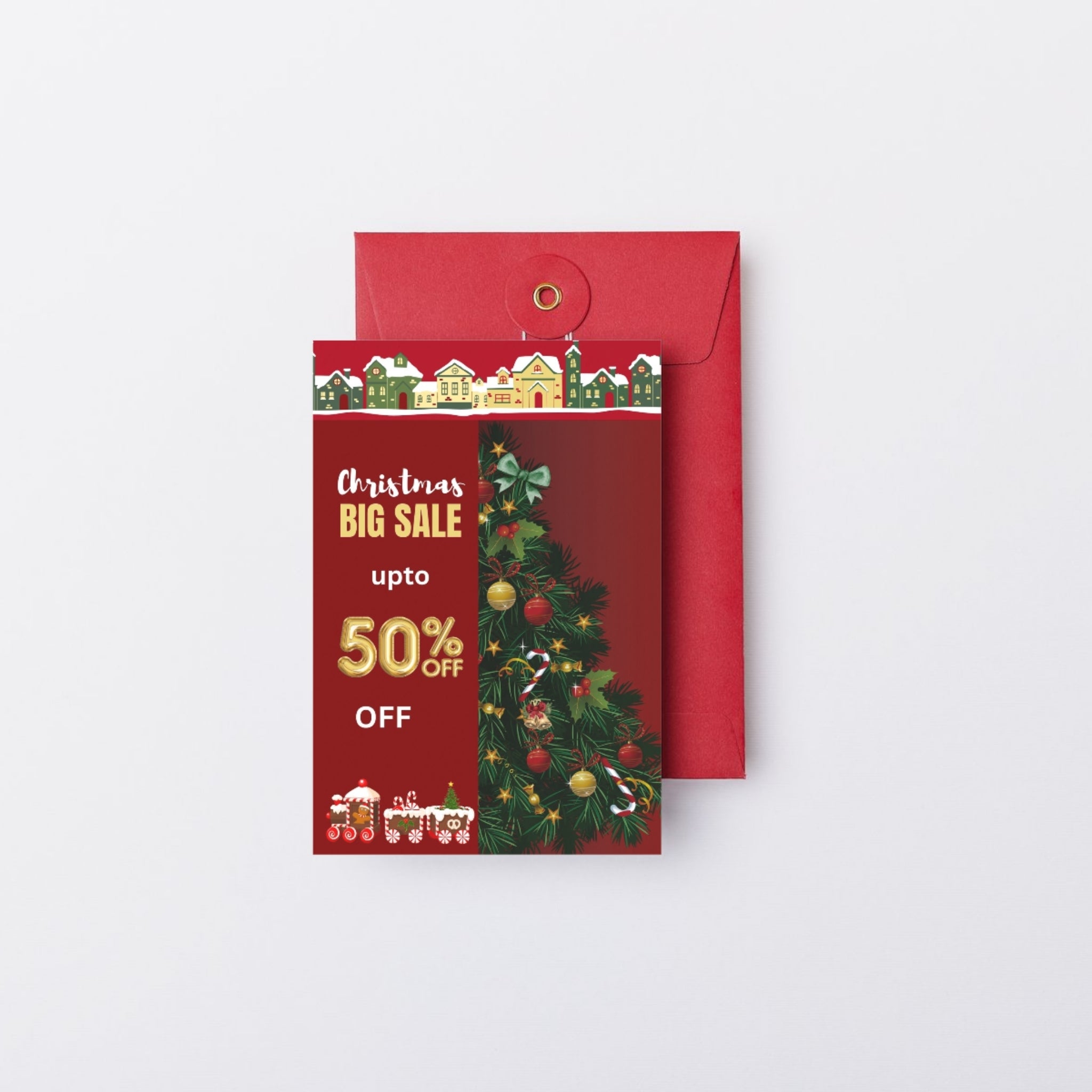 Christmas sale card 4x6 50% off printable template