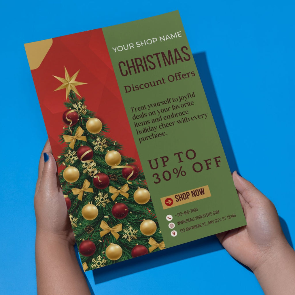 Christmas sale offer card printable – 4×6 inch Canva editable template